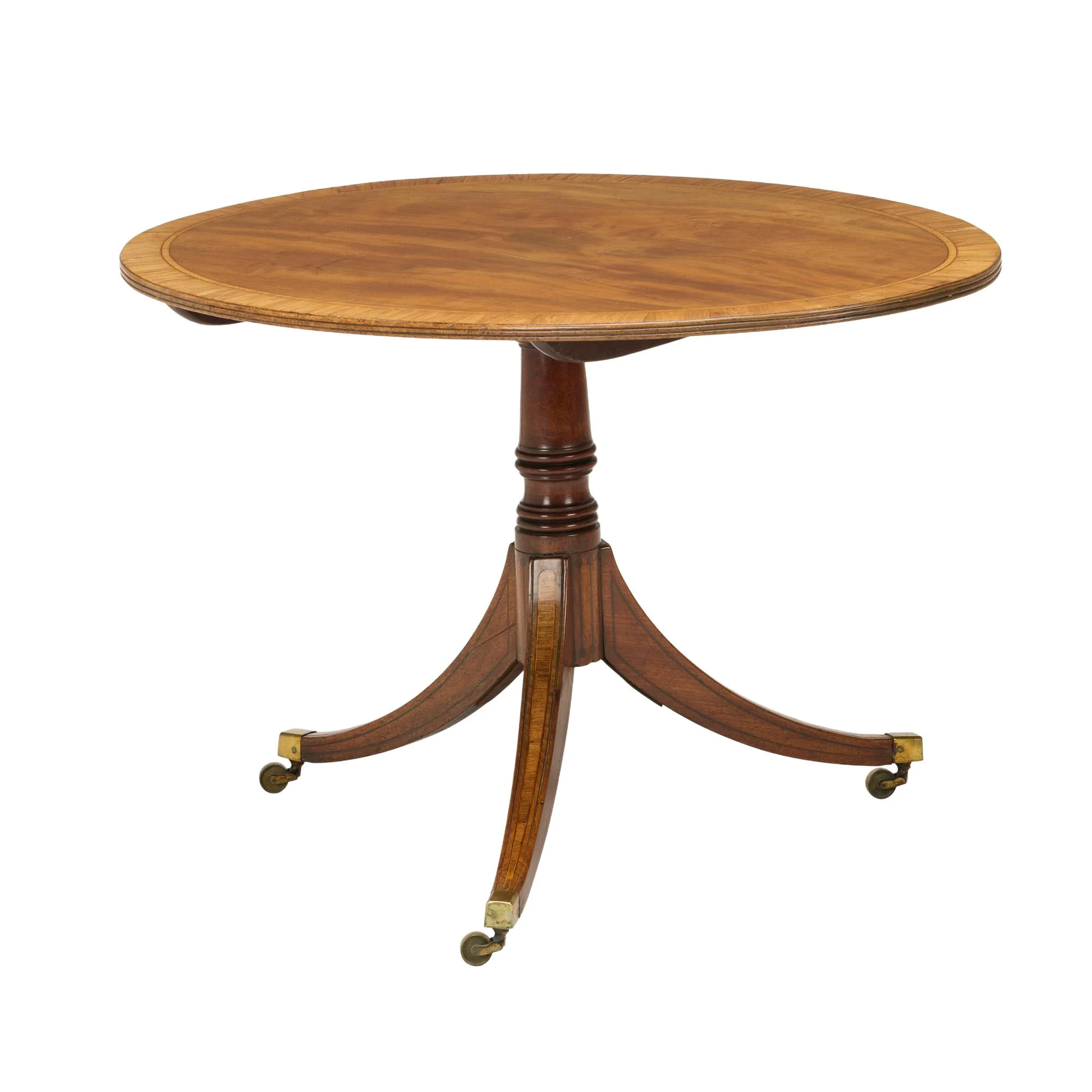 19th Century Round Regency Mahogany & Walnut Tilt-top Table