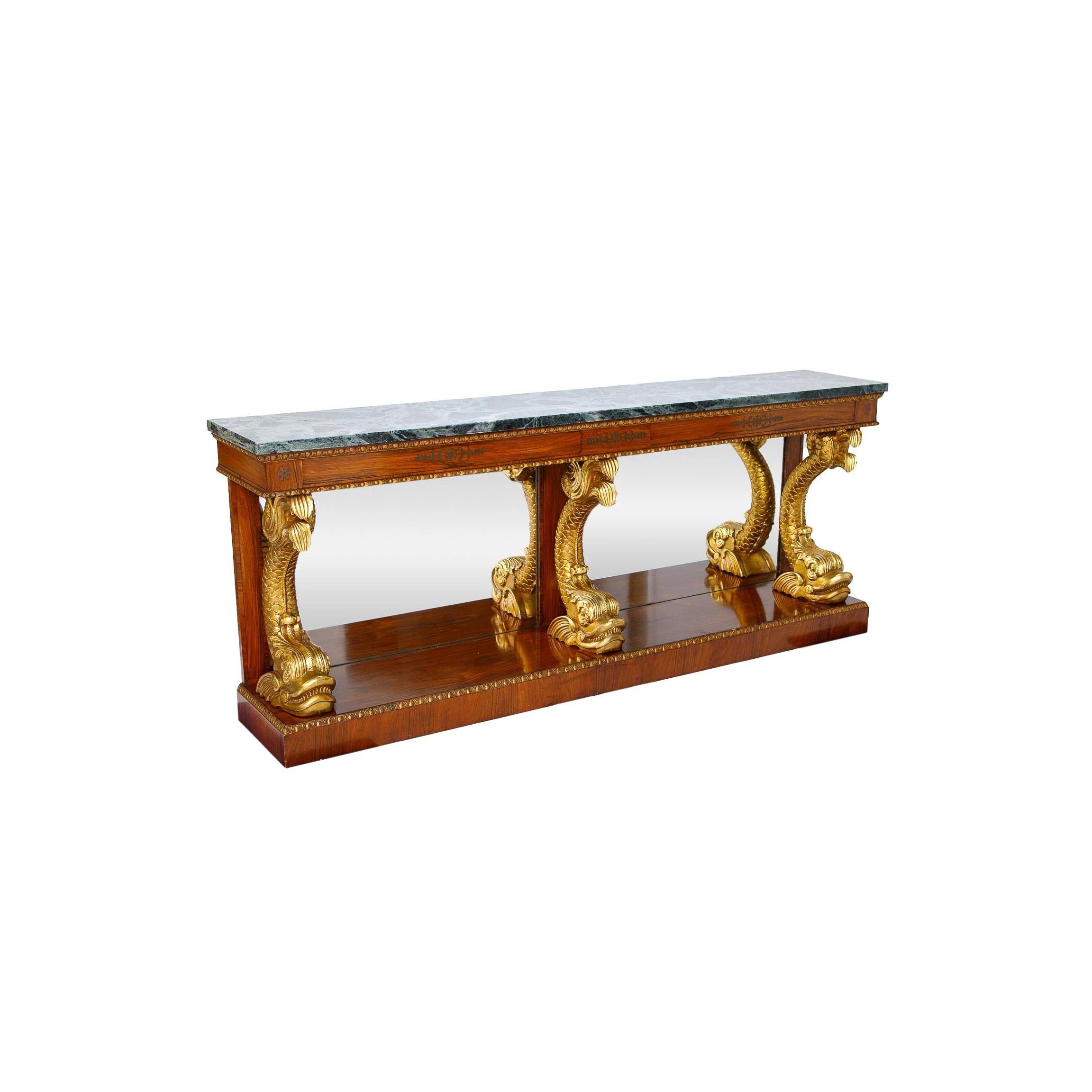 Late 19th-century English Mahogany Regency-style Marble Top Console Table