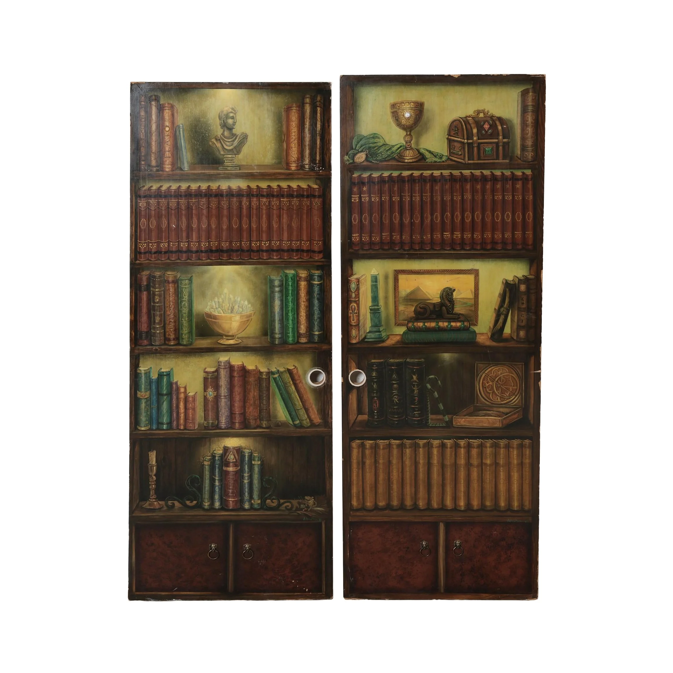 Pair of 19th Century English Trompe-l'œil Library Doors