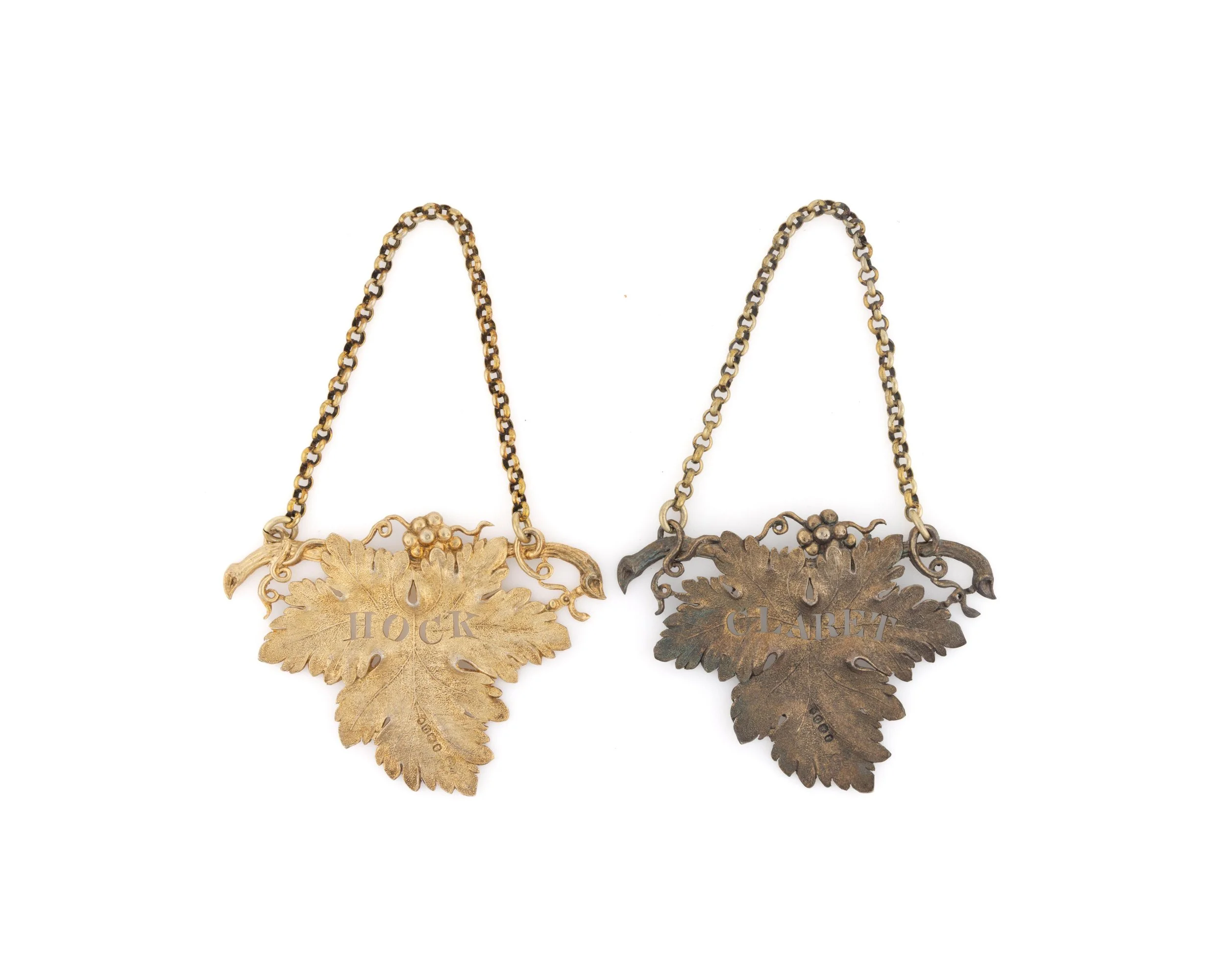 Fine Pair of George IV Sterling Silver Vine-Leaf Wine Labels (1828)