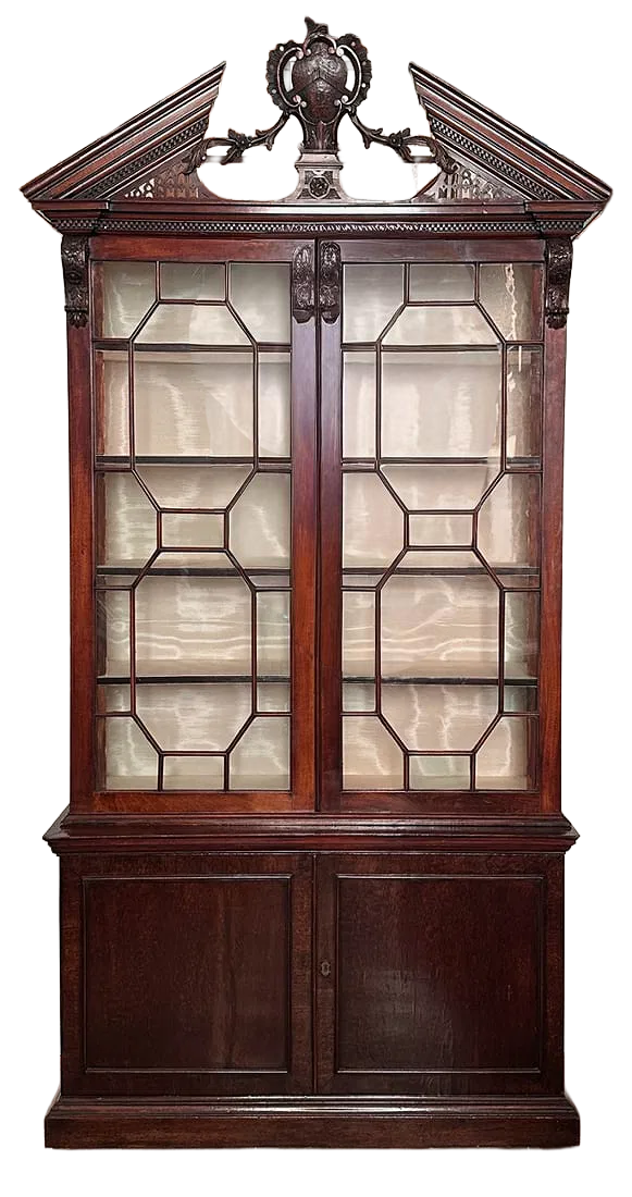 18th Century Irish Mahogany Bookcase
 |  Size: 112” H x 58” W x 21.5” D  |  
C. 1770, Ireland