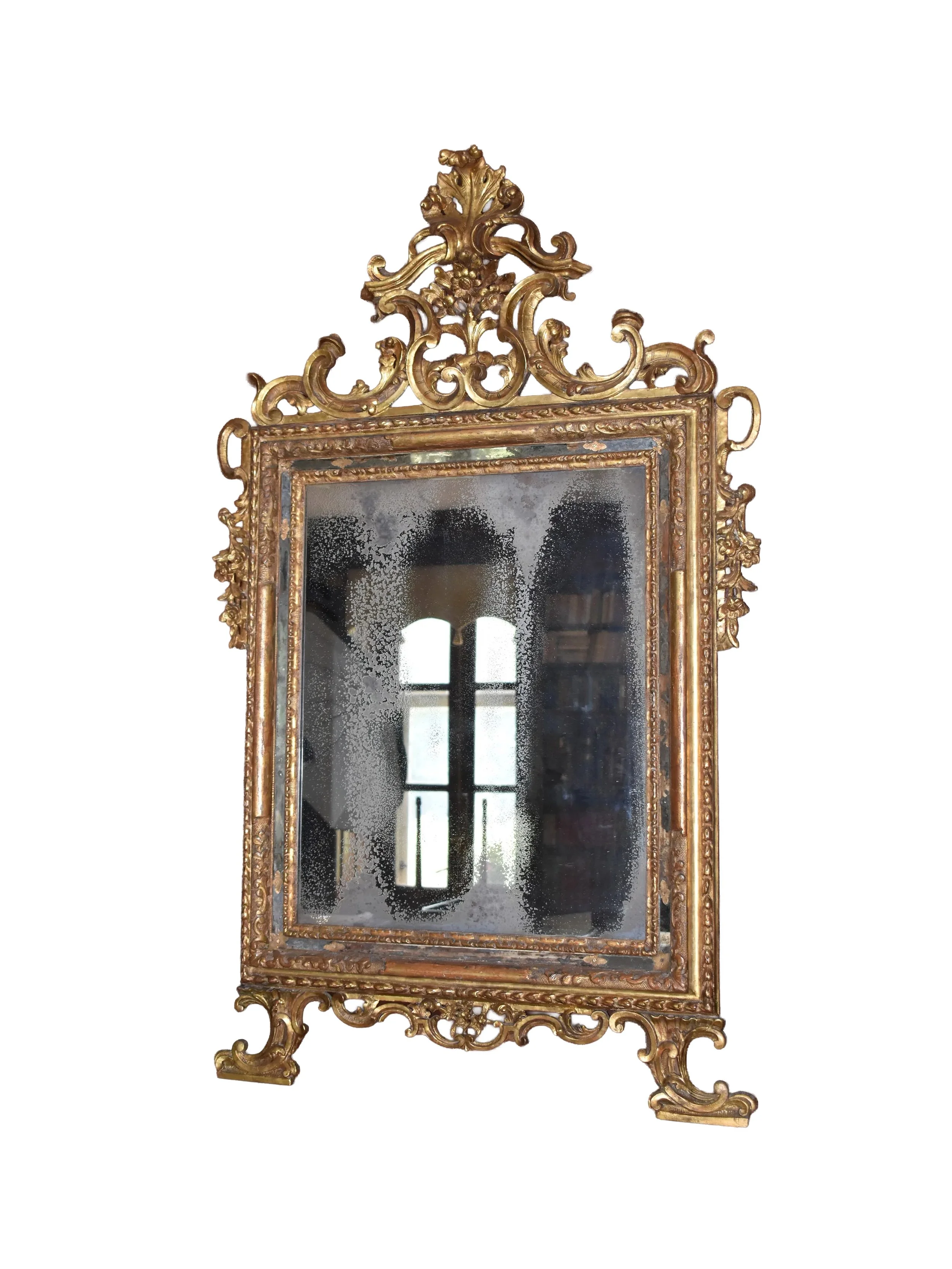 18th Century Neoclassical Italian Gilt Mirror with Original Single-plate Glass