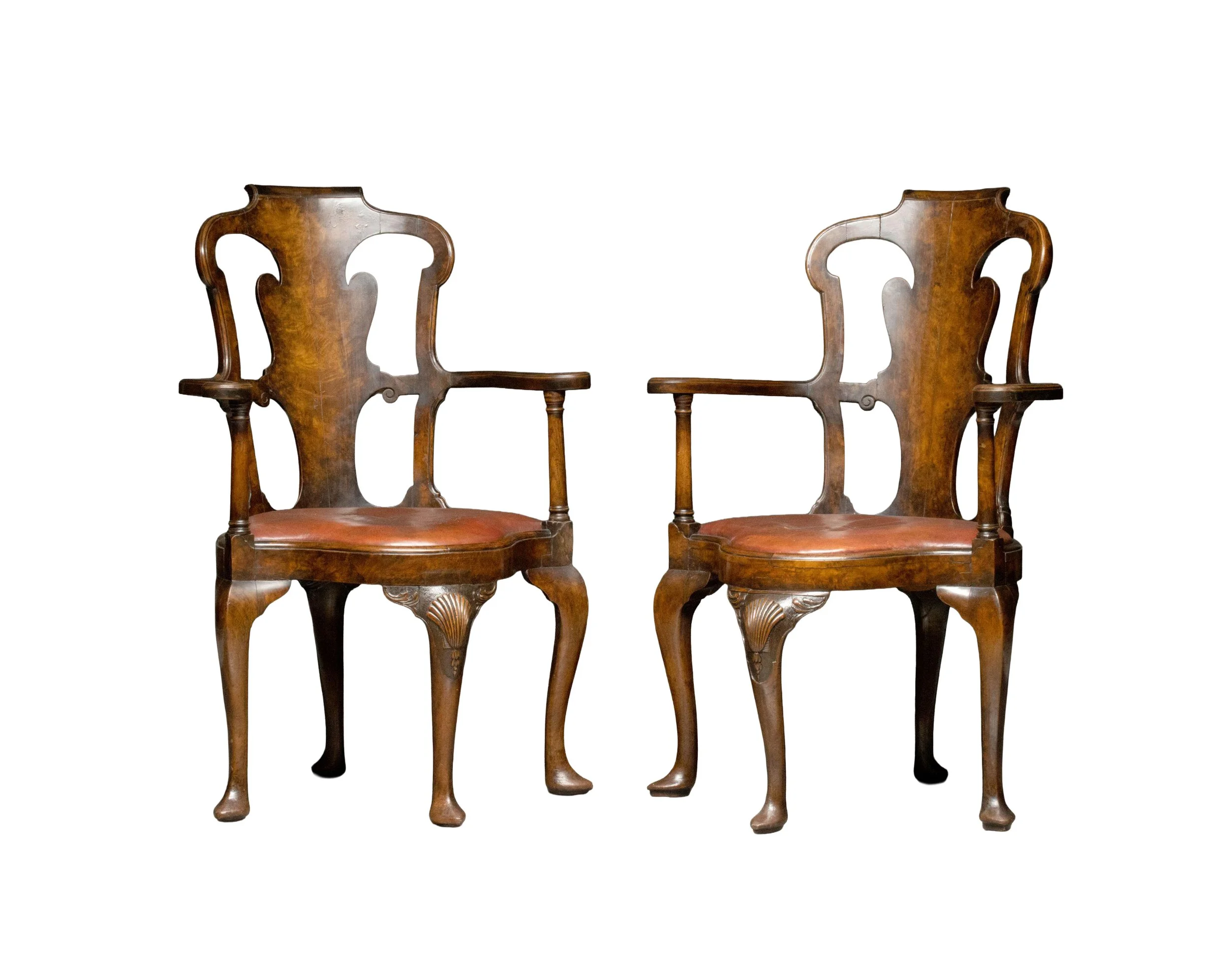 Pair of 18th Century George II Walnut Writing Chairs