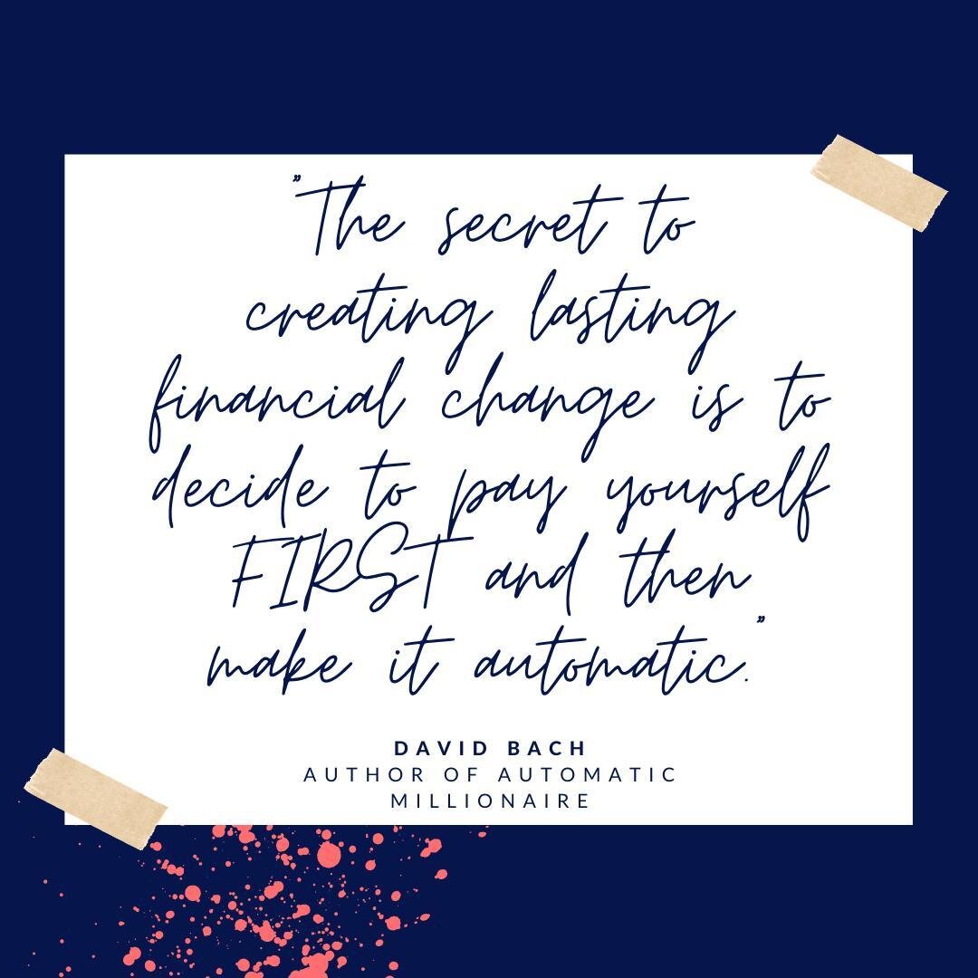 &ldquo;The secret to creating lasting financial change is to decide to pay yourself FIRST and then make it automatic.&rdquo; David Bach, author of Automatic Millionaire⁠
⁠
#femalefinancialadviser #independentfinancialadviser #womeninfinance #financia