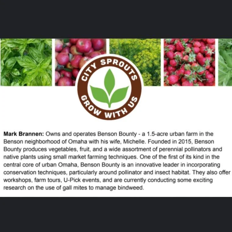 Mark had the pleasure of being one of the panelists during last week's Urban Soil Health &amp; Agriculture Expo 🌱  Thank you to @omahasprouts for hosting awesome events!  Here is the stellar intro that they wrote up for Benson Bounty.