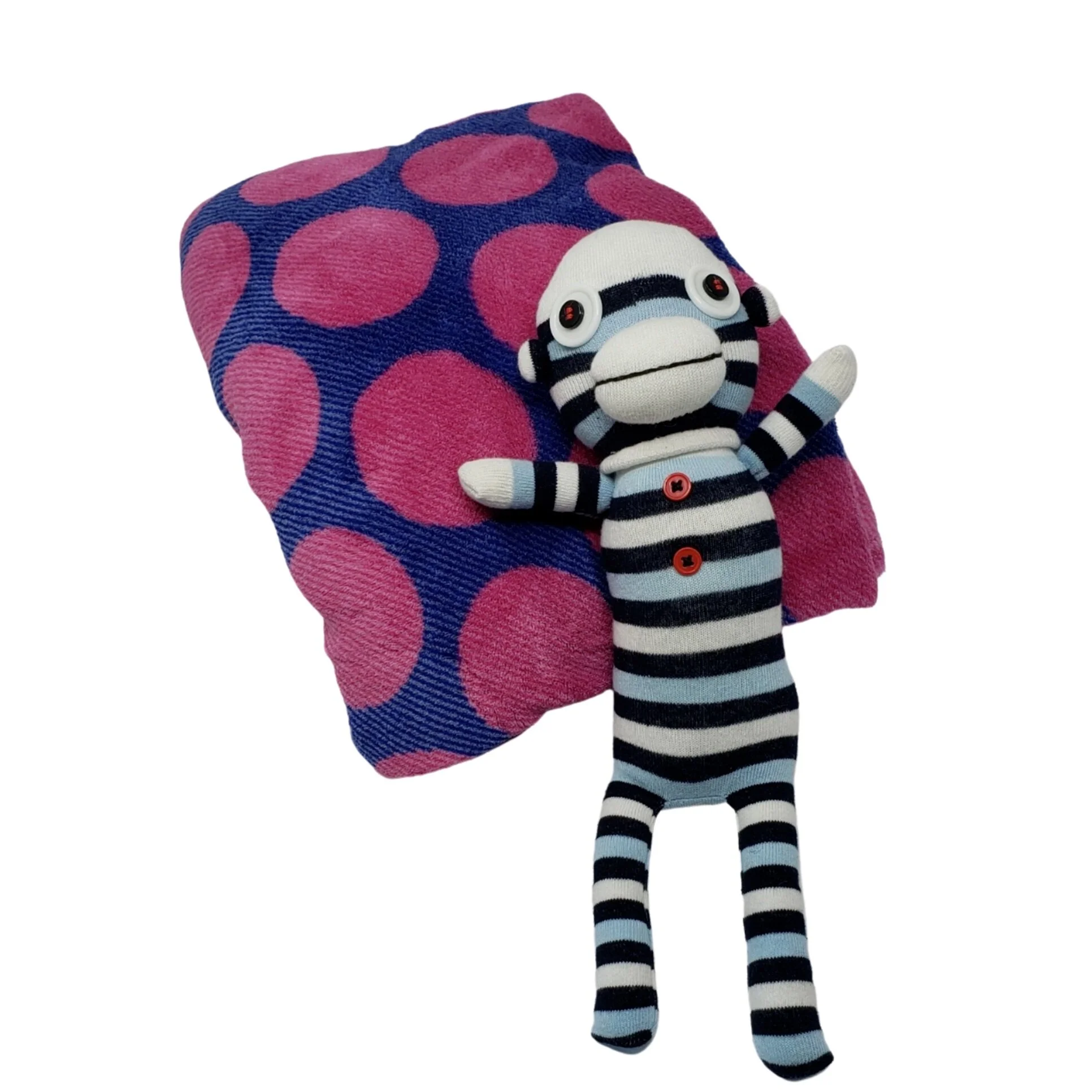Large Polka Dot Blanket and Striped Sock Toy