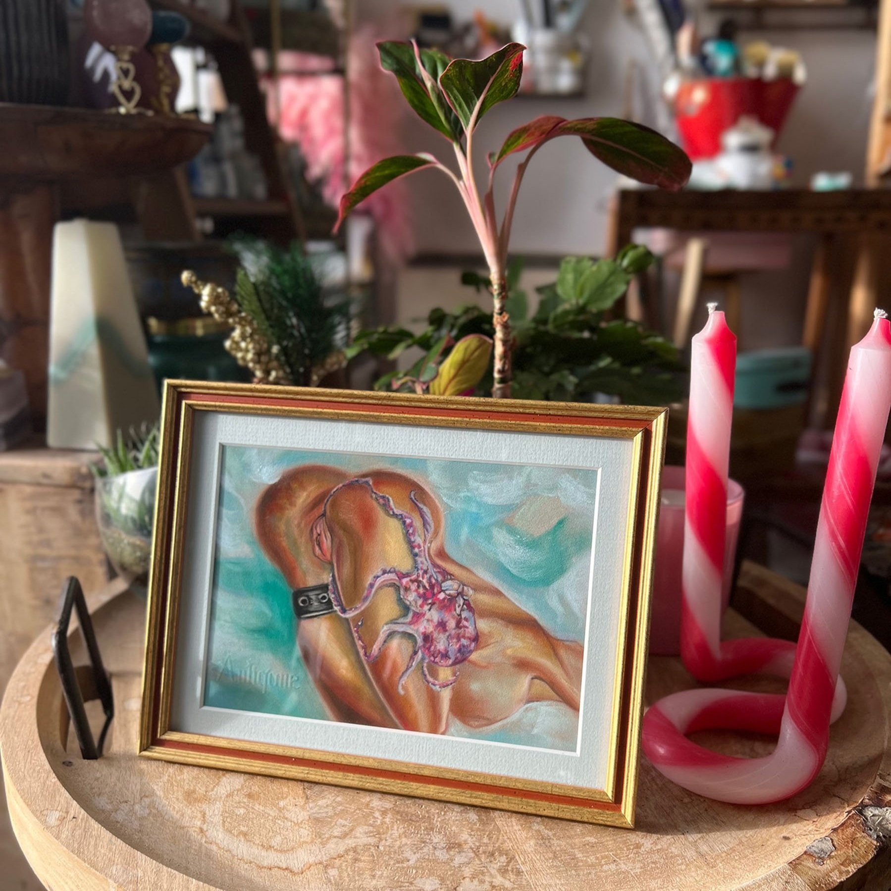 Shop+framed+pastel+painting+Octapussy+nude+female+underwater+with+octapus+wrapped+around+her+thigh+by+Coastal+Artist+Antigone+of+imexplode+in+Ocean+World+portfolio+Seascape+Art+collection.jpg