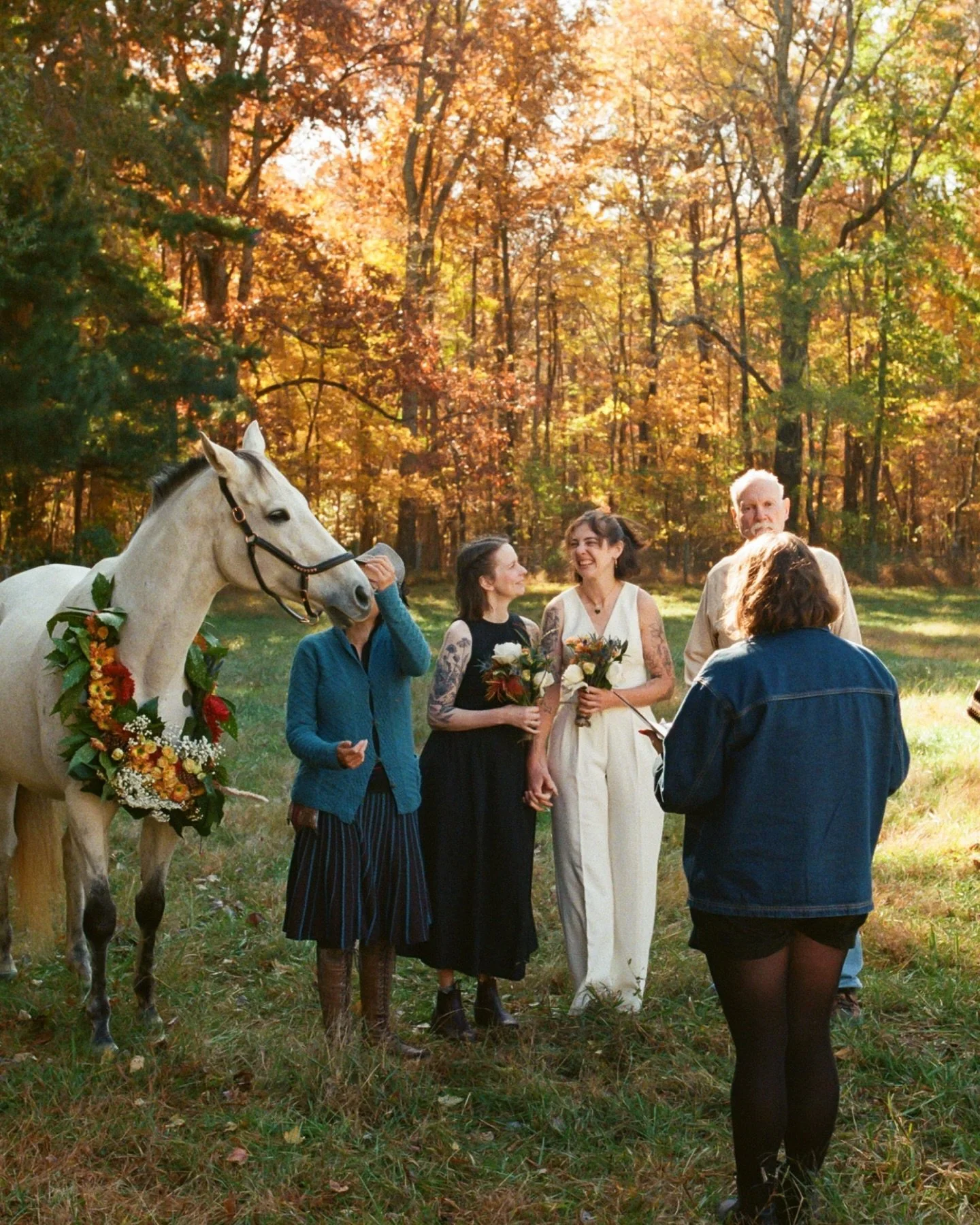 The most perfect fall day to get @bmgallag &amp; @katyswims married 

All on 35mm film scanned and developed by @nicefilmclub 

_________________________
Film wedding photographer, Raleigh film photographer, Raleigh elopement, 2026 wedding, Charlotte