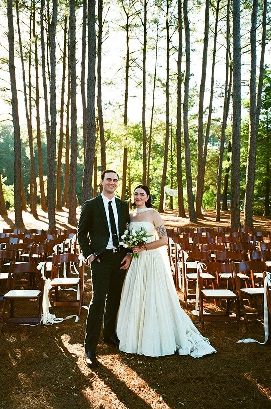 the bride and groom at the lake house at bulow charleston sc
