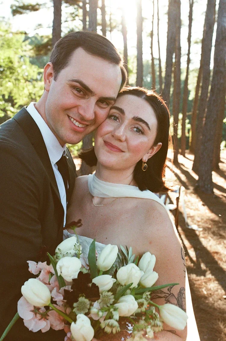 Wedding portraits of bride and groom photographed by wedding photographer in Raleigh.