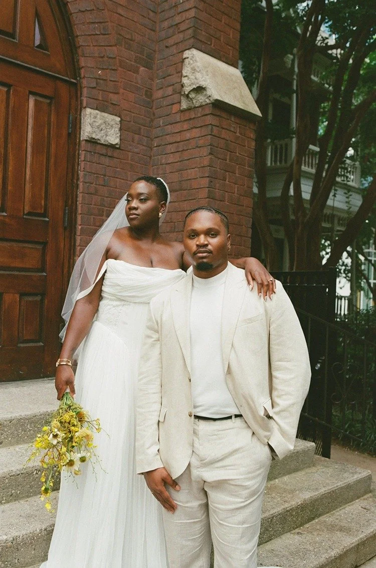 the bride and groom at their wedding venue in charleston sc