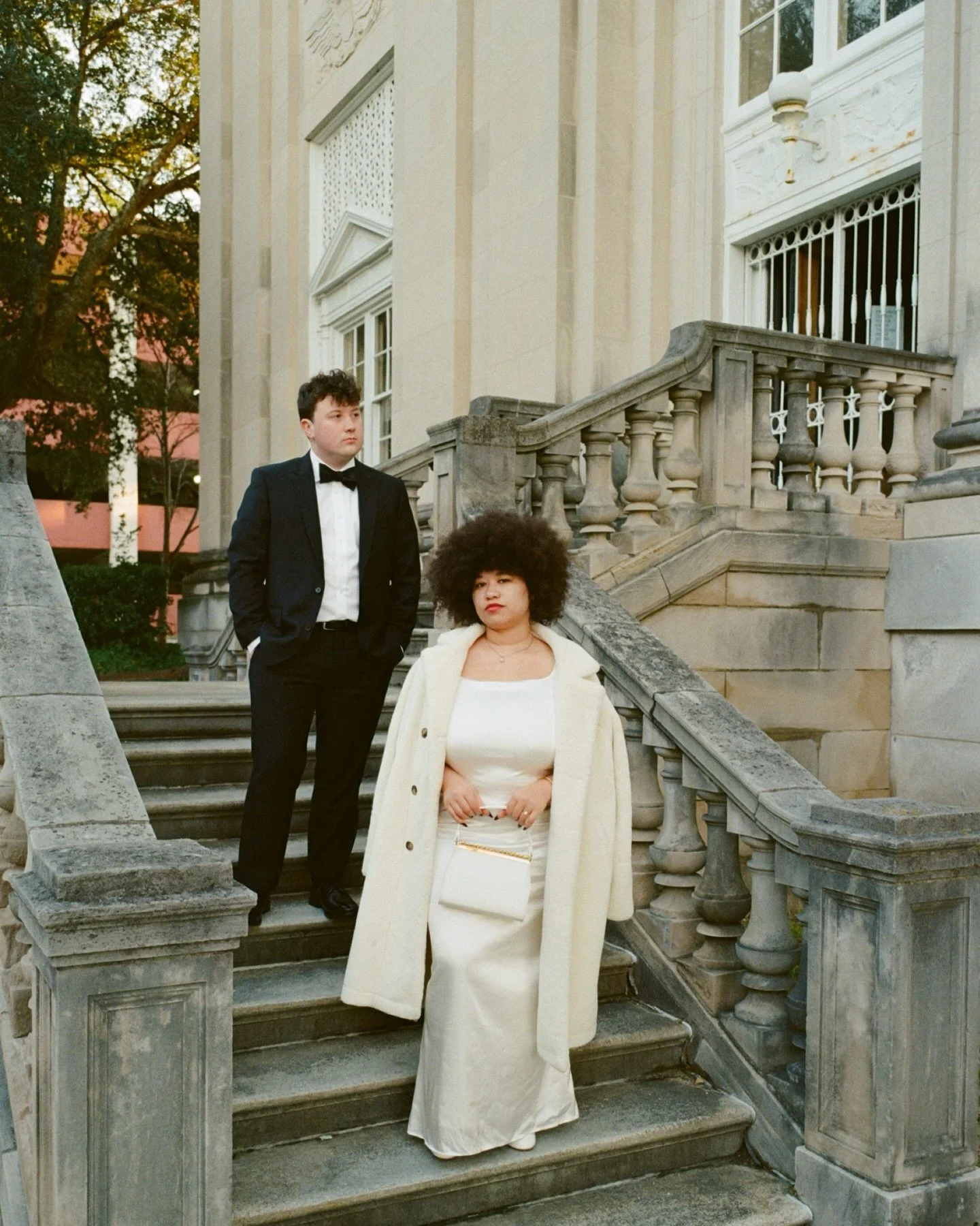 All the way from Chicago, @darith_vader &amp; Trevor in some of their favorite places in downtown Durham 

On fujifilm 400, CineStill 800t, and lomography metropolis film and digital 
_______________________________
Durham photography, film wedding p