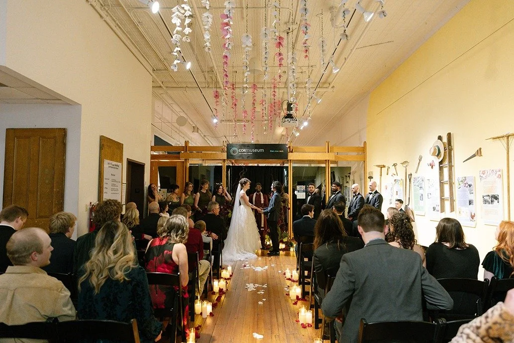 the bride and groom during their downtown raleigh weddings ceremony