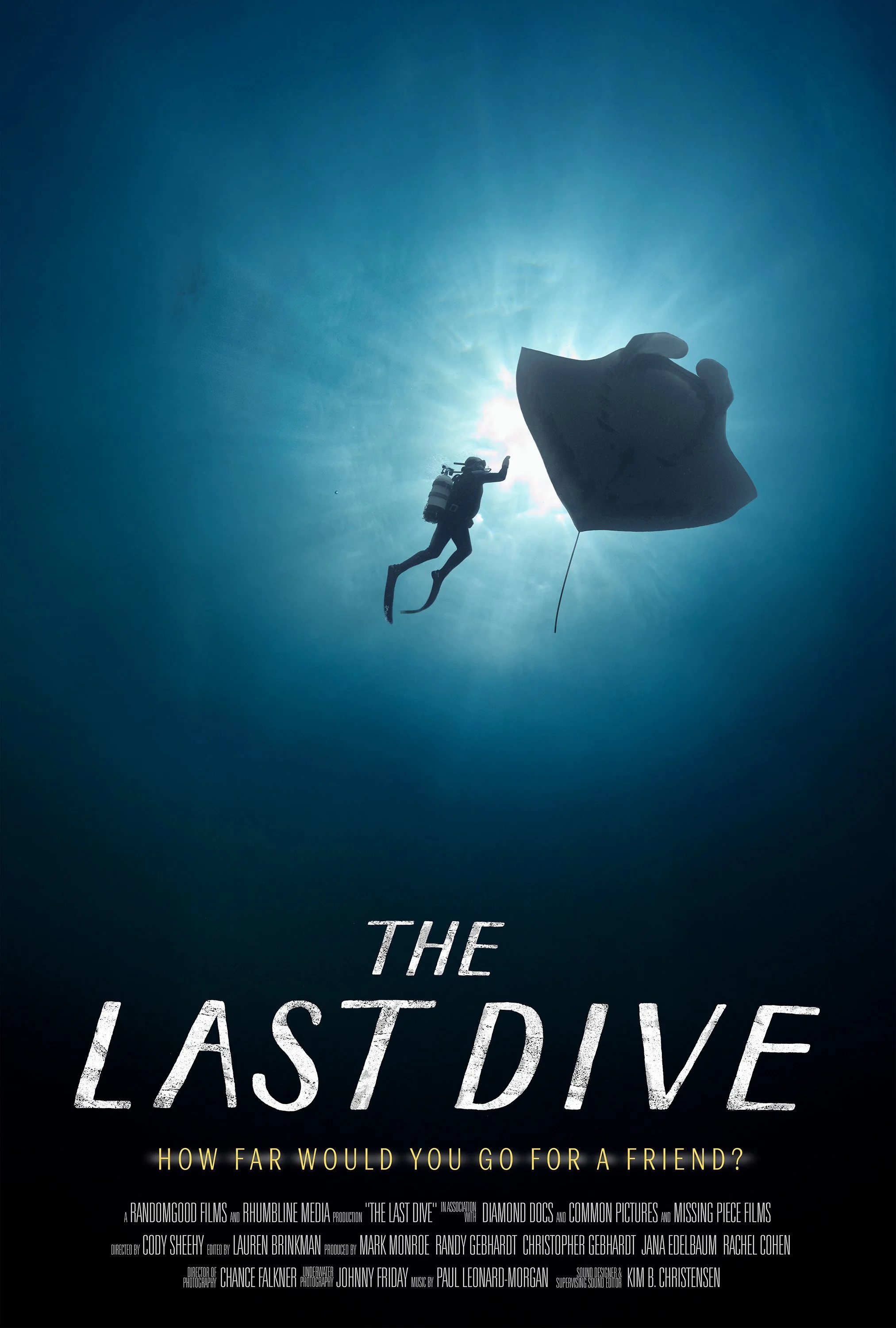 Poster for the film featuring a scuba diver and giant manta ray