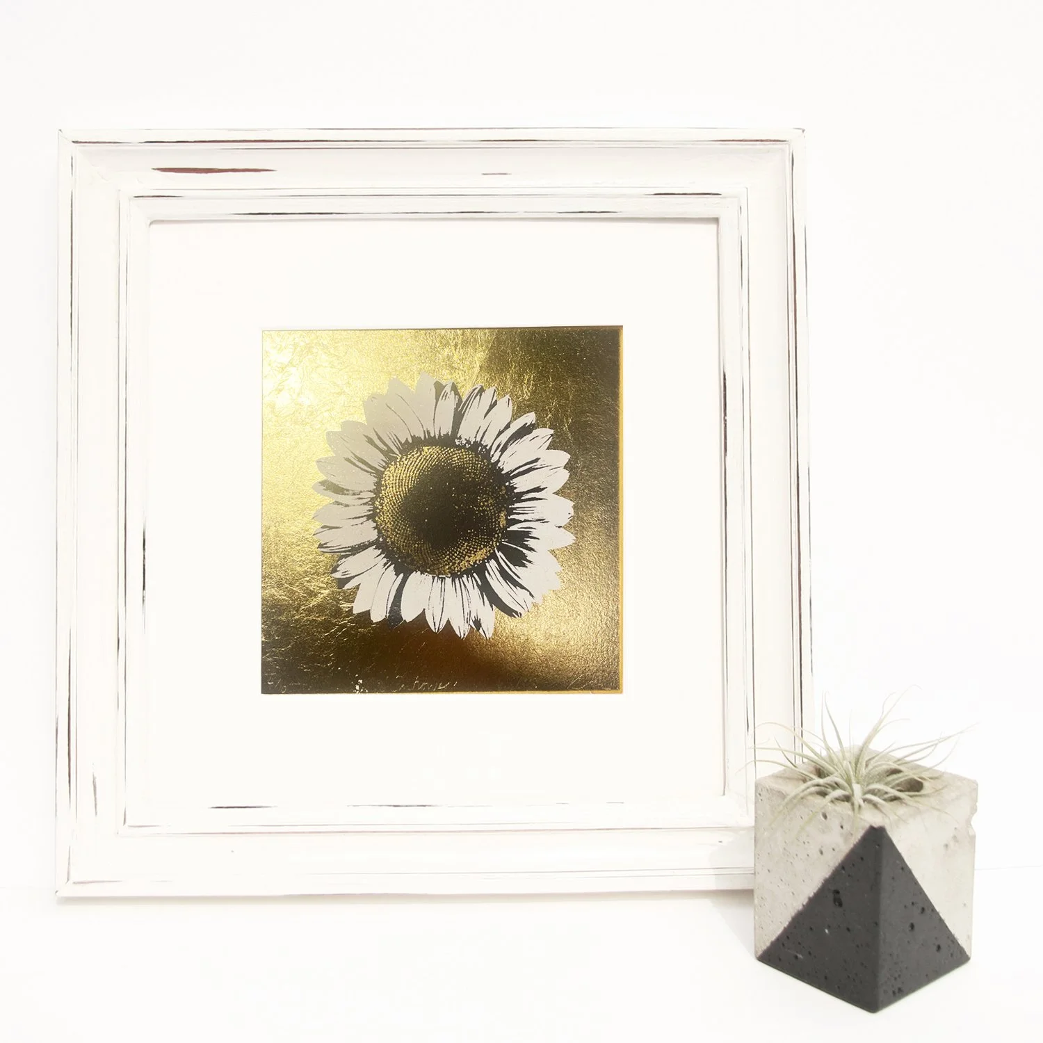 sunflower_framed_flower_gold_leaf_screenprint_katie_edwards_illustration_art.jpg