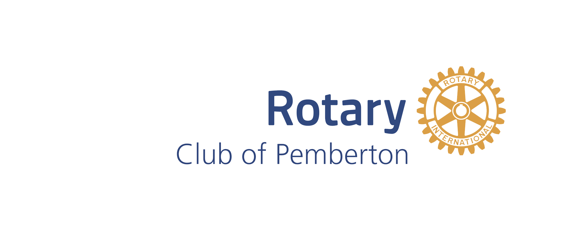 Logo for Rotary Club of Pemberton with a gear symbol and the text Rotary Club of Pemberton.