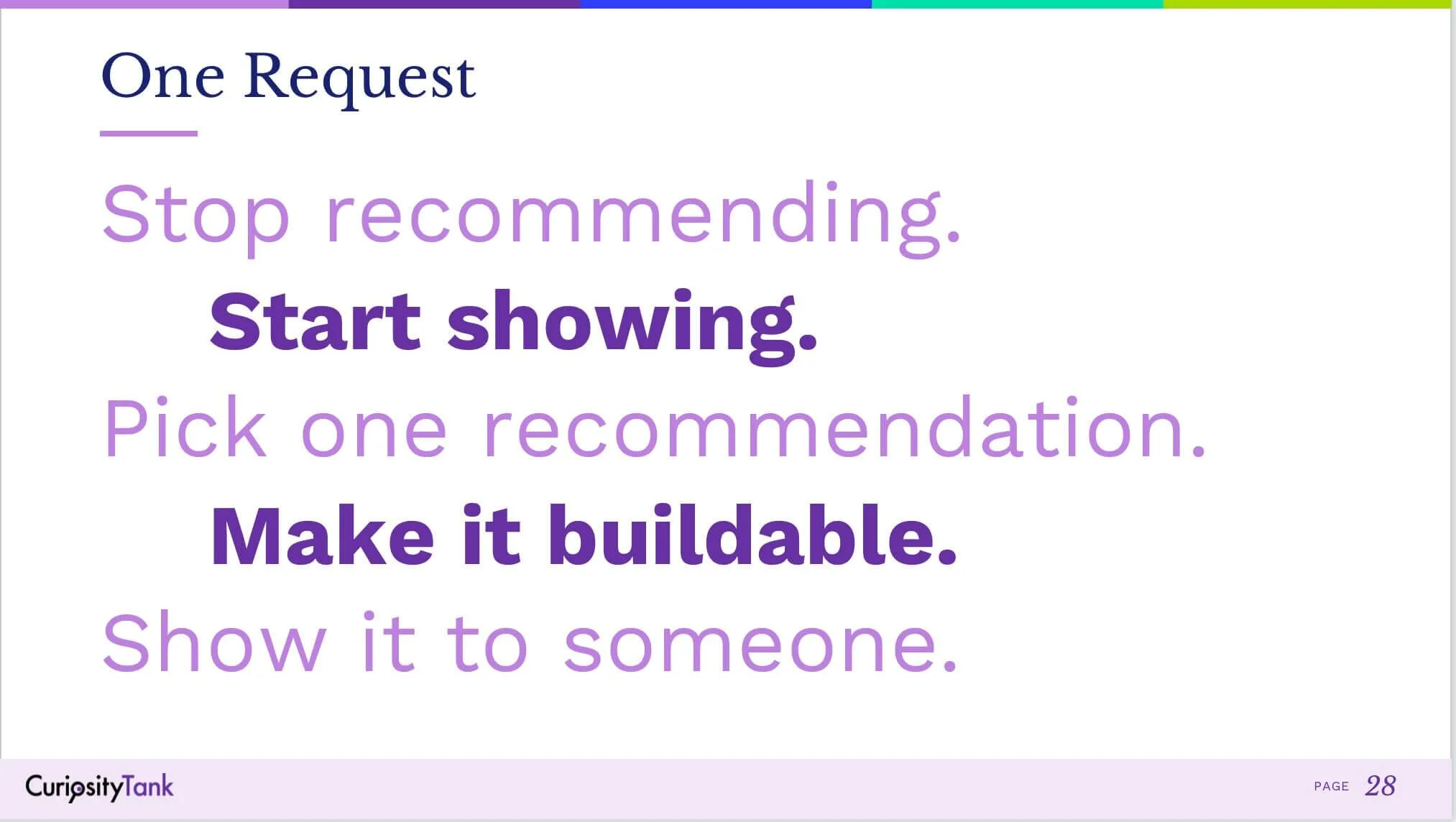 Stop recommending. Start showing.
