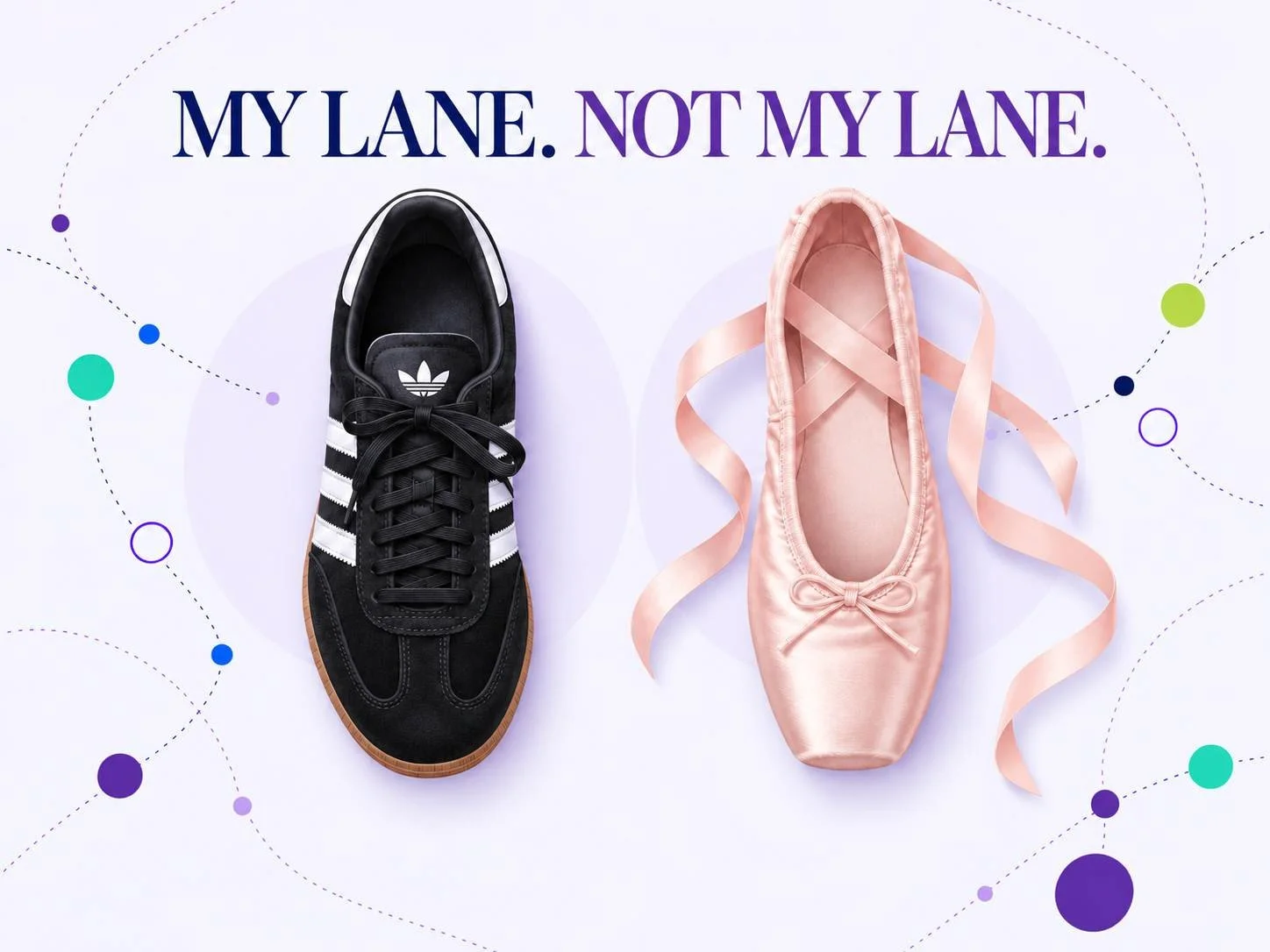 My Lane vs. Not My Lane graphic with shoes