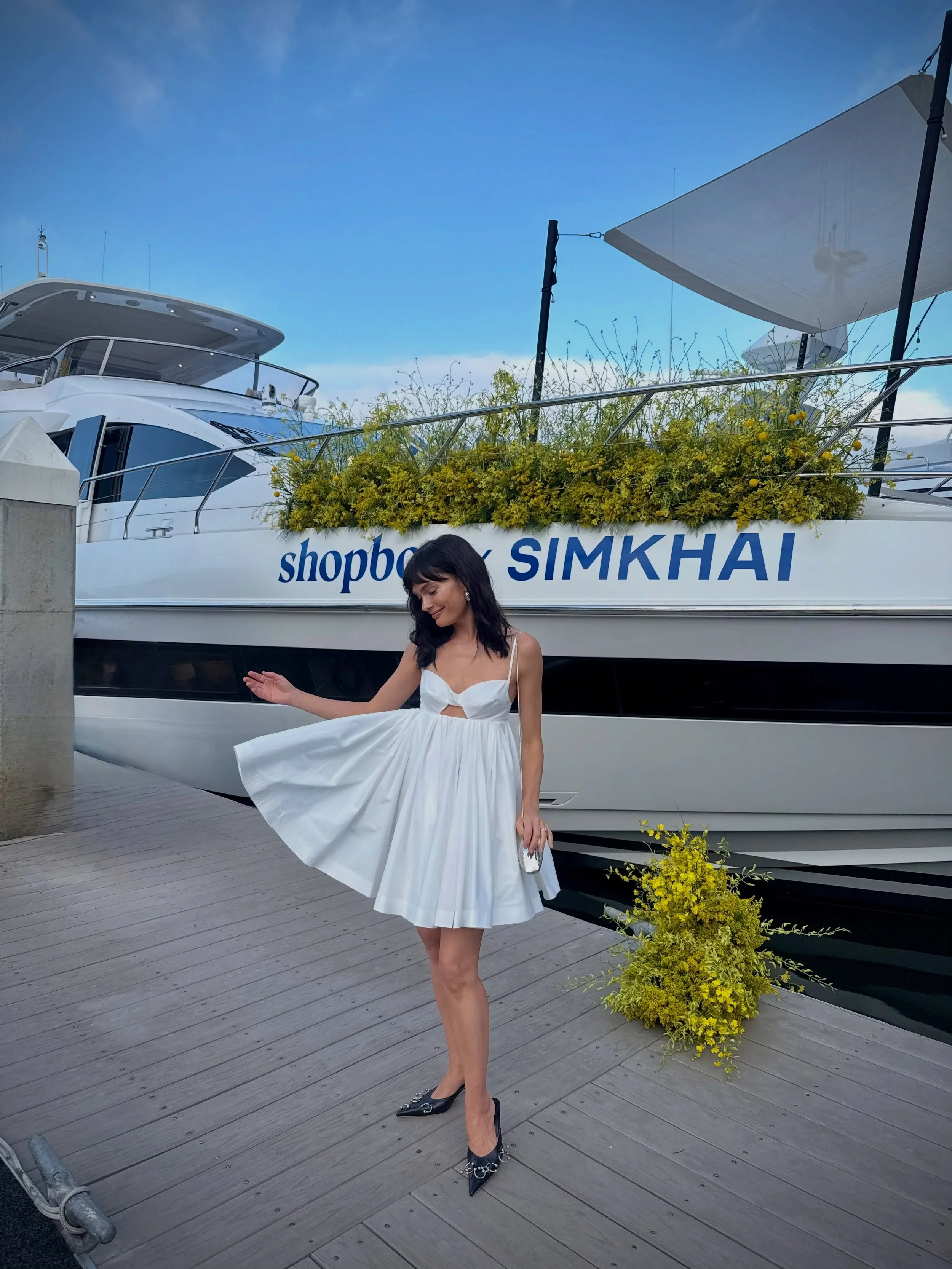 Sunset on a yacht with @shopbop and @simkhai 🤤✨ I had so much fun dancing and twirling in this little dress :) such a great way to kick off June!!! :)