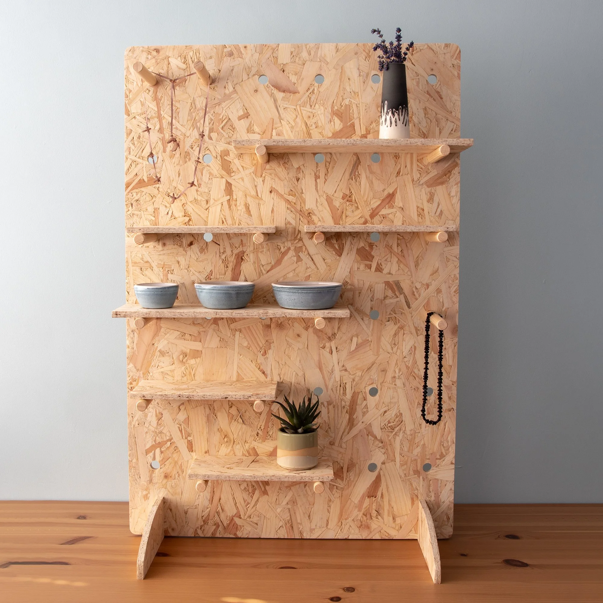 Freestanding OSB Table Top Pegboard Display Stand — Dust Shack