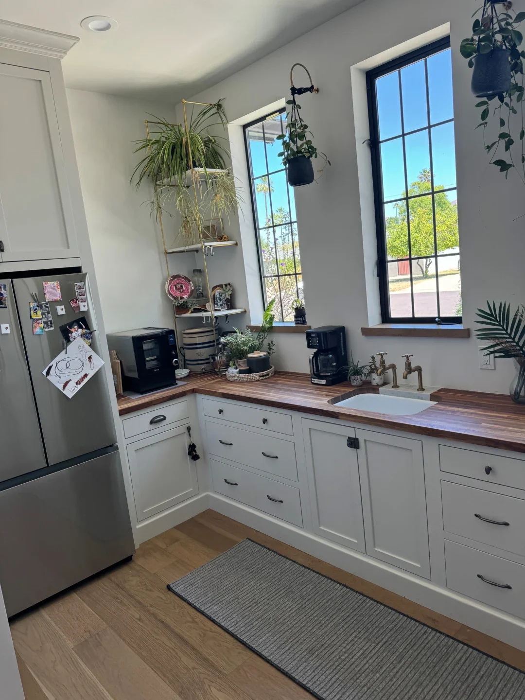 Prep kitchen, note different fridge and countertops