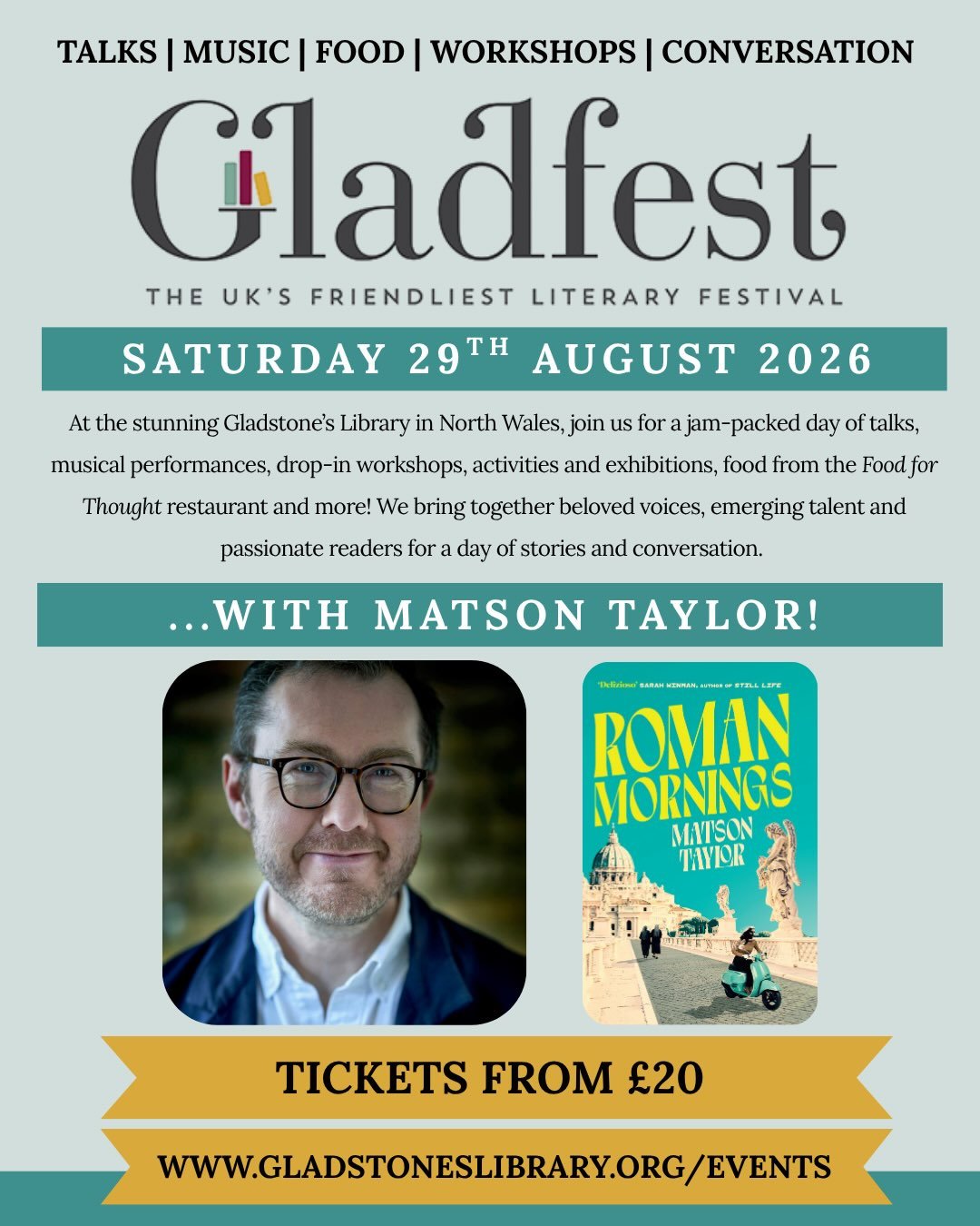 Hugely honoured to have been invited to Gladfest, a wonderful literary festival that takes place in Gladstone&rsquo;s Library. If you haven&rsquo;t been, it&rsquo;s an amazing place - the UK&rsquo;s only Prime Ministerial library, with beautiful, wor