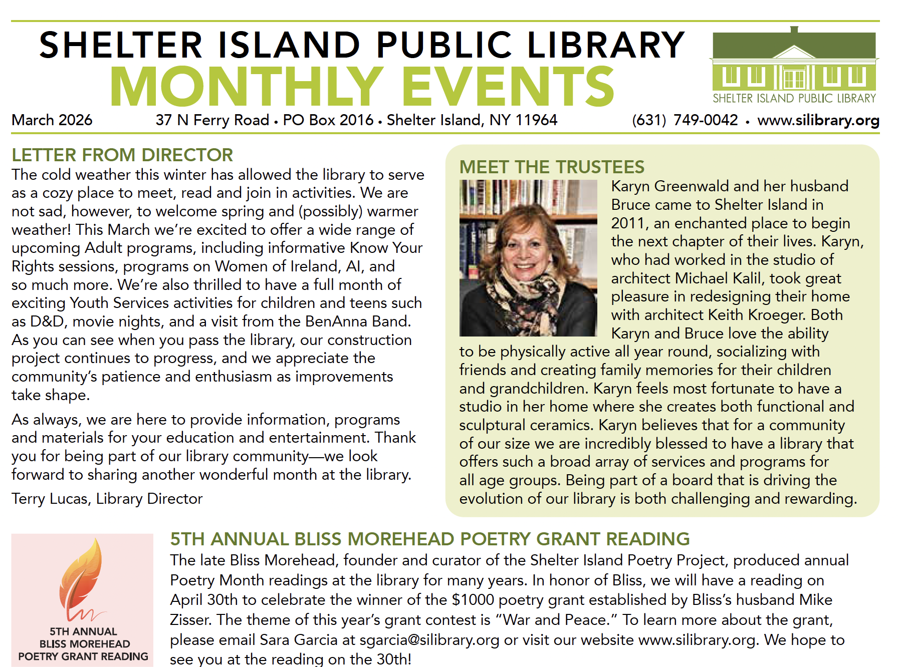 thumbnail image of the march 2026 shelter island newsletter.