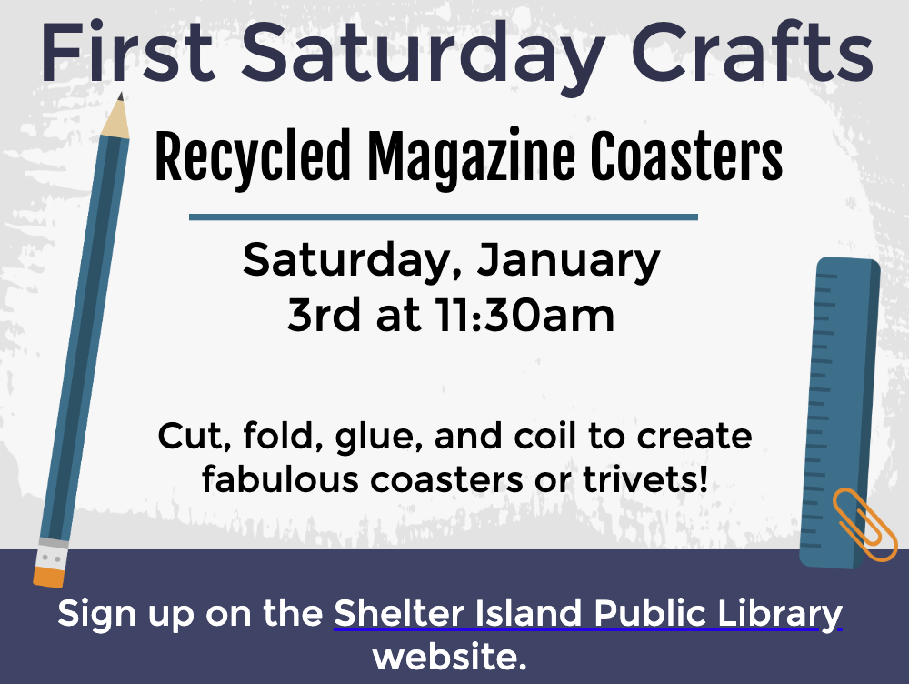 flyer uses a textured, light gray background. The main graphics include a large blue pencil on the left side and a blue ruler with an attached orange paper clip on the right side.