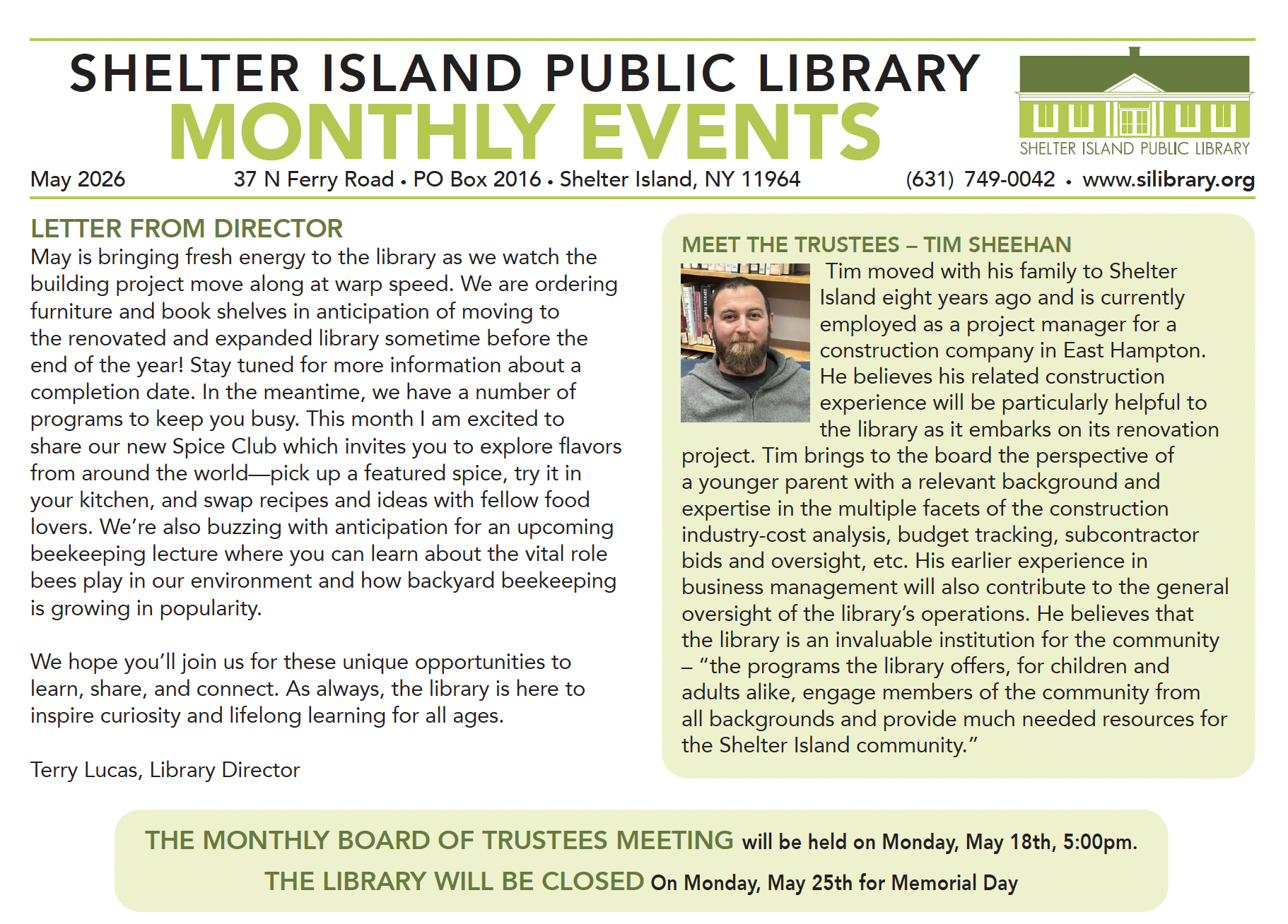 Thumbnail preview of the April 2026 SI Library newsletter, click to download pdf.