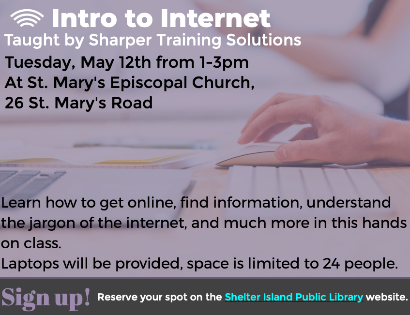 flyer with a blurred background showing a person using a computer mouse. It features a Wi-Fi icon at the top-left, black and white text, and a dark grey footer with a purple "Sign up!" call to action.