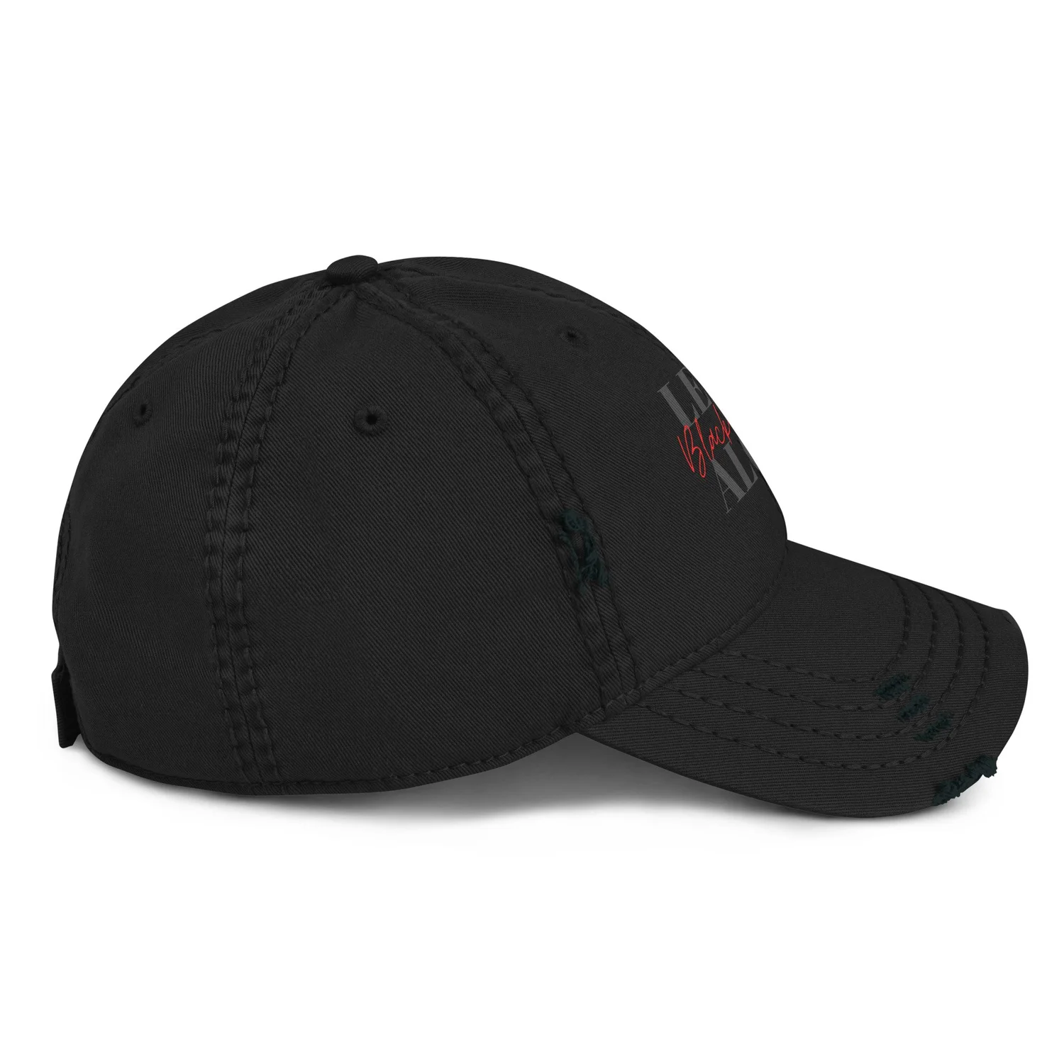 Designer Women\'s Ball Cap Outdoor Black One Size Distressed Look Black Unstructured Baseball Hats for Big Heads | Big Hat  main image 4