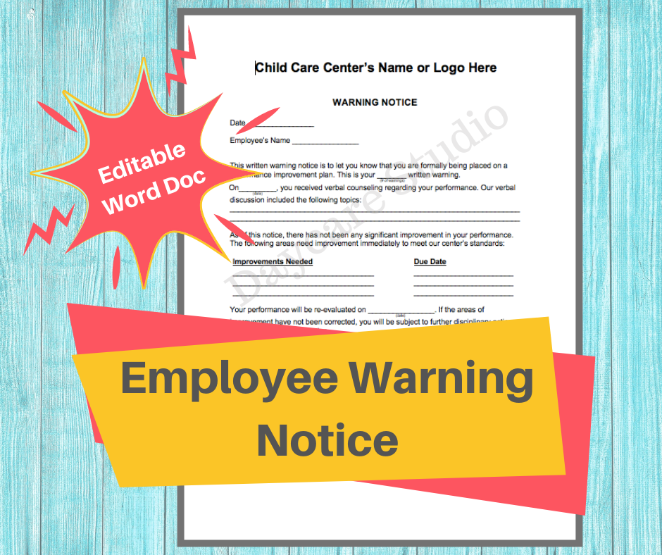 Daycare Employee Orientation / New Hire Document | Daycare Forms ...
