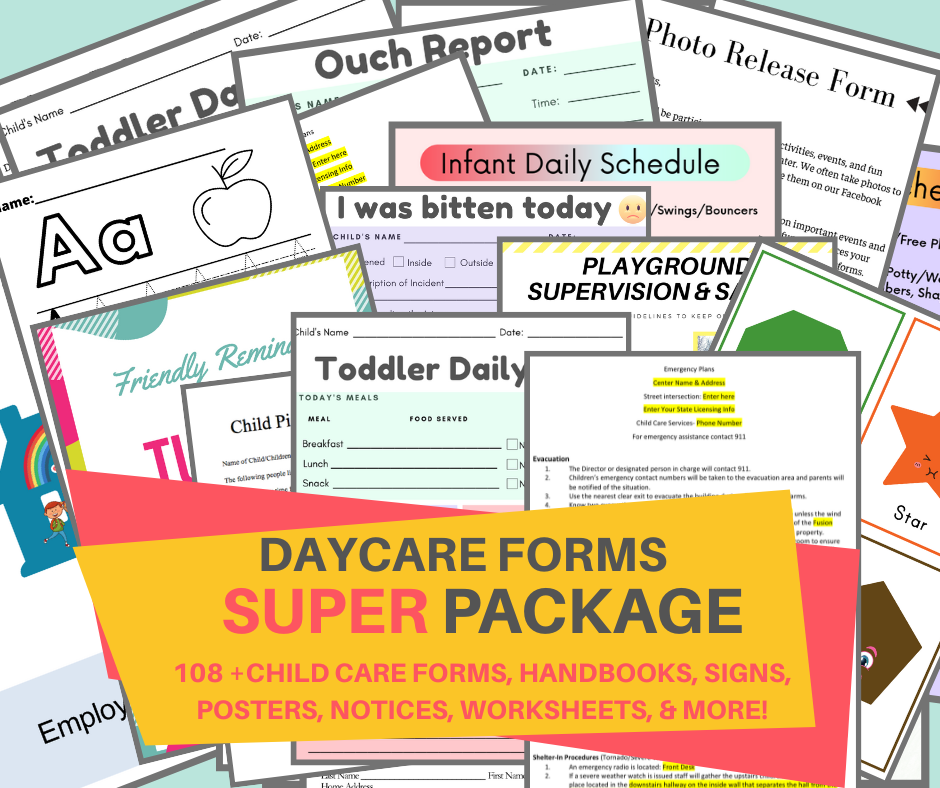 Daycare Forms SUPER Package-108+ Forms / Start Your Own Child Care Center / Printable Daycare Forms