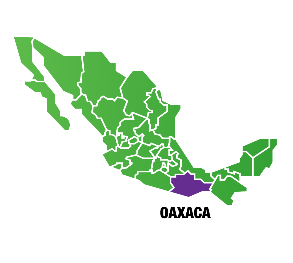 MAP OF MEXICO HIGHLIGHTING OAXACA IN PURPLE