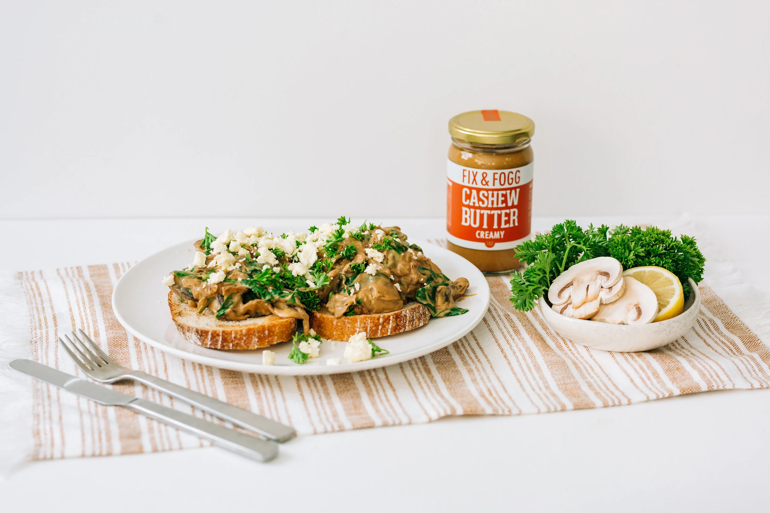 RECIPE CREAMY CASHEW BUTTER MUSHROOMS AND SPINACH ON TOAST — Fix & Fogg