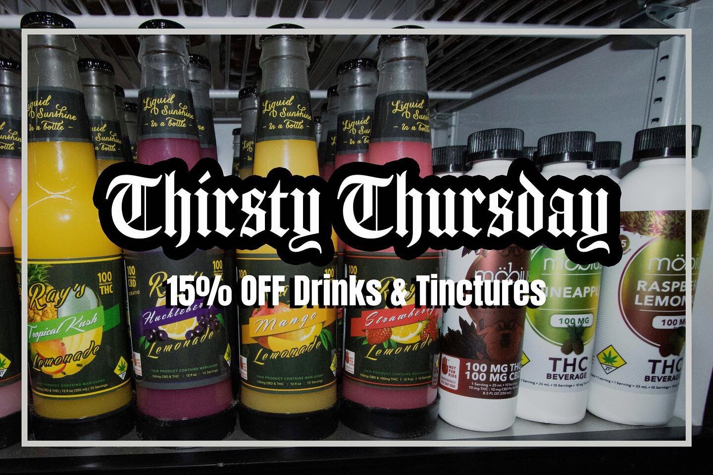 Good morning, everyone. Stay hydrated with our #thirstythirsday drink specials. Lots of new flavors to choose from. Fresh drops from @rayslemonade &amp; @discovermobius 
.
.
.
.
.
.
.
.
.
.
.
.

#cannabis #cannabiscommunity #olympia #marijuana #cbd #