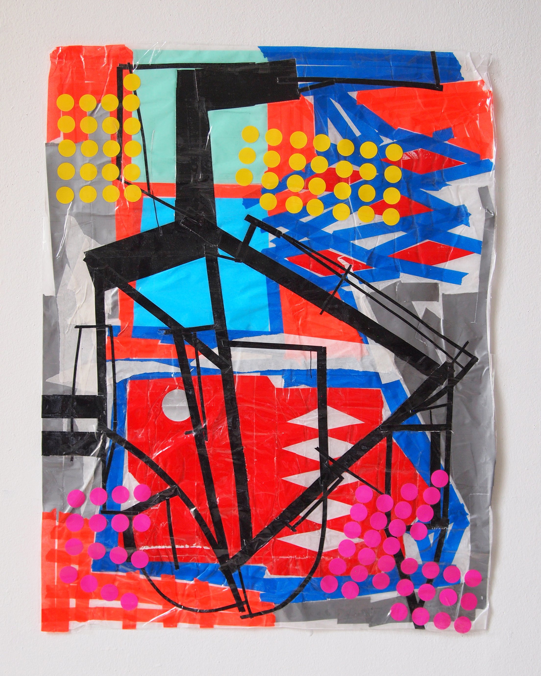 The Fourth, 2019. Multiple collages with paper, tape, thread, stationery on tissue paper salvaged from Le Marias district streets, Paris. 580mm x 440mm each.