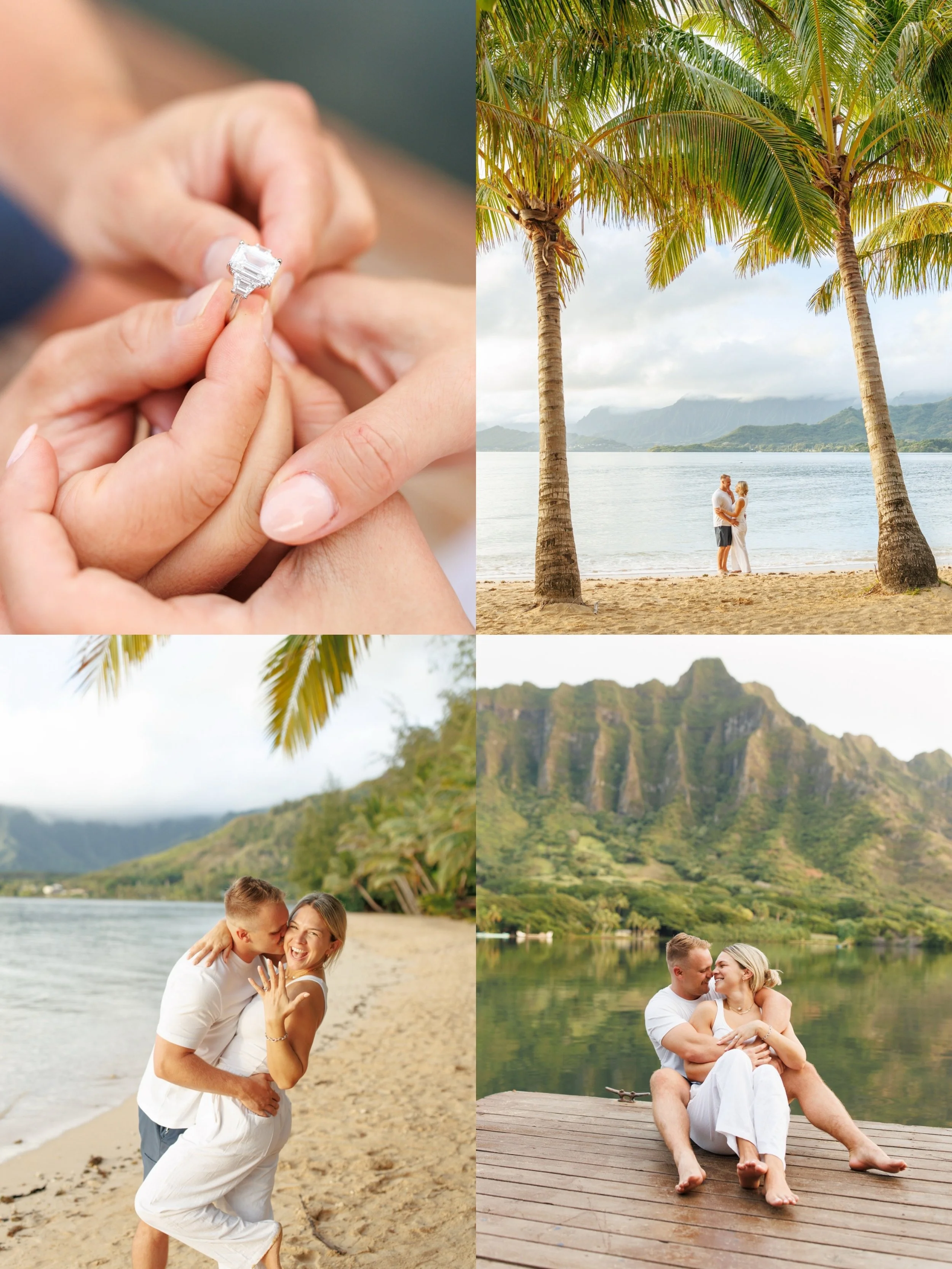 A love story begins 💍

Hawaii proposals should be fun and exciting! I&rsquo;ve had the honor to capture so many amazing moments and this one was a memorable one for sure. The calm waters below the mountain range created an amazing reflection 😍 Over