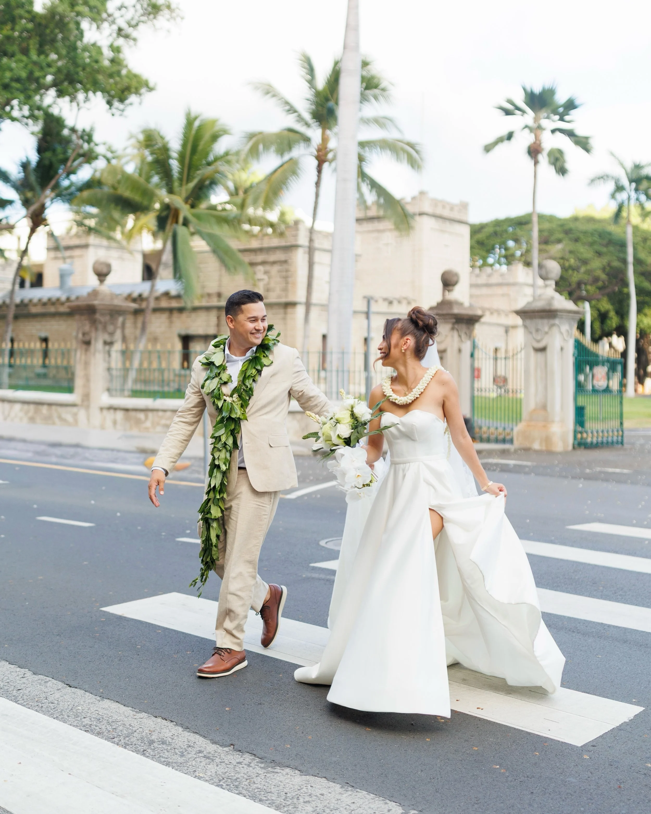No kēia lā, ā mau loa - &ldquo;From this day, forevermore&rdquo; 🤍 

Florals/leis: @naleihalia.designs
Bridal Lei: @asflowershawaii
Laterns: @hawaiilaserdesigns
Makeup: @milannaragmua
Hair: @jo_brian
Rings: @jesjewelryhonolulu 
Photography: @taimane