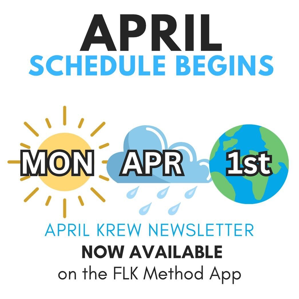 🌸 The April schedule is now LIVE &amp; All of your upcoming reminders can be found in the April Krew News tab in the FLK app 📱 

#flk #flkmethod #fitlikekrys