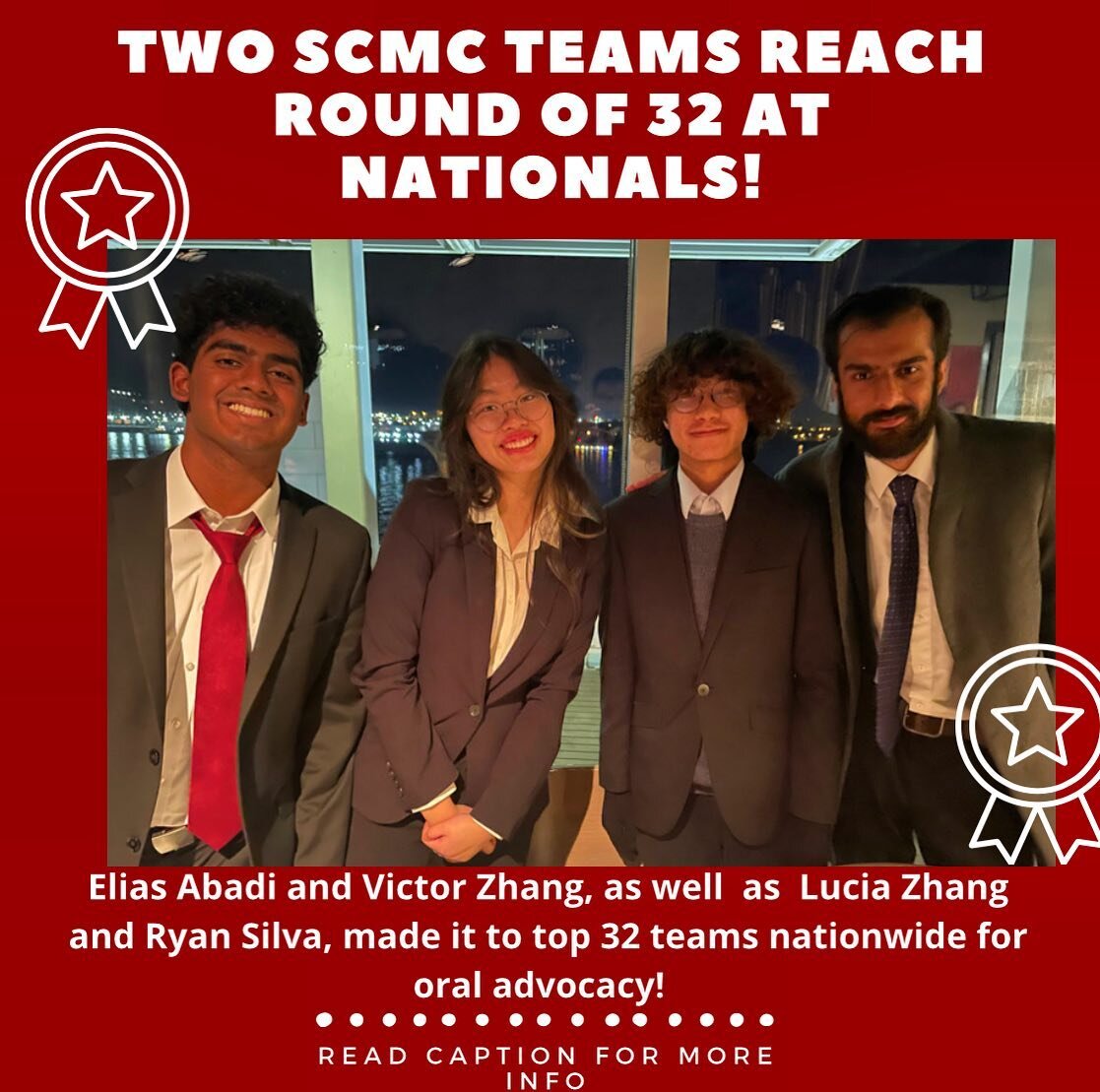 🏆🎖️NATIONAL RESULTS🎖️🏆
We are so proud to announce that two of our teams advanced to the round of 32 on the second day of national oral advocacy competition! Those teams are President Elias Abadi+Senior Assistant to the President/Brief Writing Co
