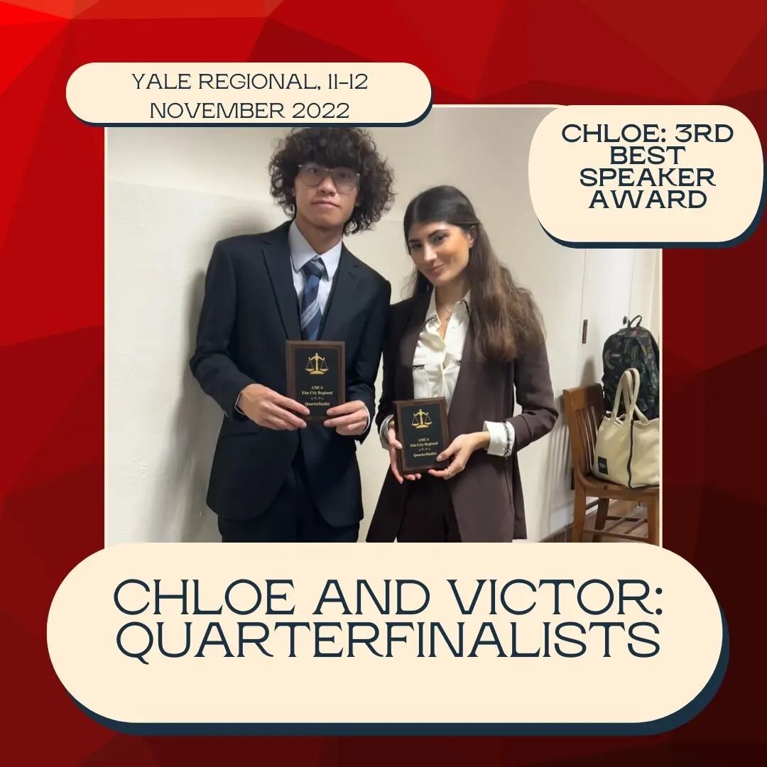 YALE REGIONAL RECAP! We want to congratulate our incredible members who worked so hard this entire semester. You've all made us proud! Congratulations, Victor and Chloe! ⚖️👩&zwj;⚖️&quot;