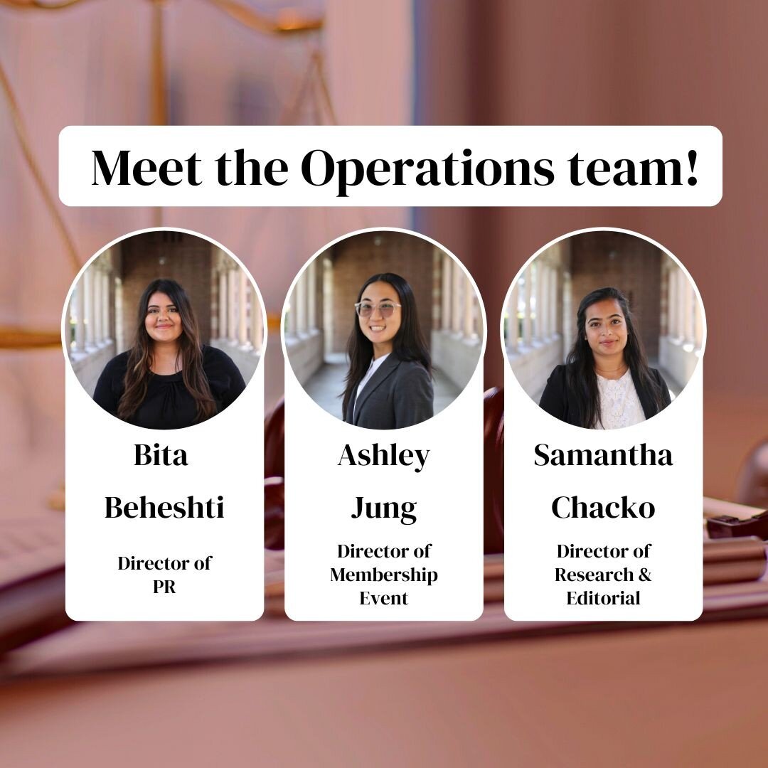 Meet our Operations Team! All semester long, these hardworking ladies have been helping VP of Operations Chloe Ghaleb. As Director of PR, Bita runs and maintains all social media accounts; Ashley takes care of snacks for meetings and setting up event