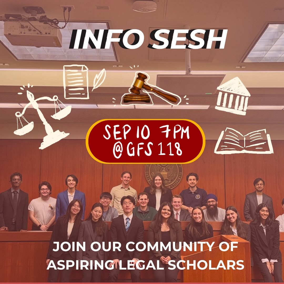 Hello everyone! Our long awaited info session is tomorrow. Bring yourself and any friends who want to learn more about Moot Court. During this session we will go over club meeting time and dates, try outs, competitions, and much more. We can&rsquo;t 
