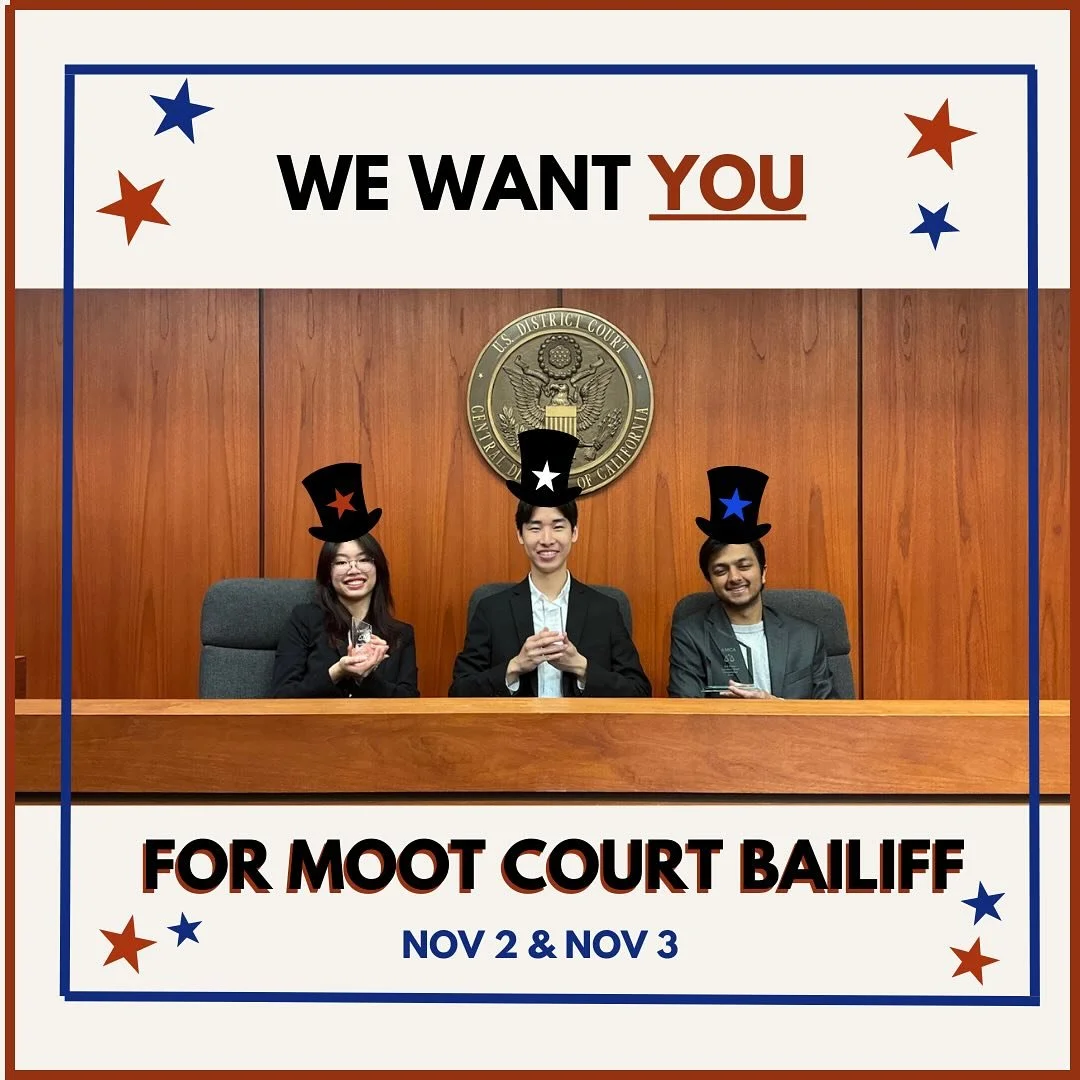 USC&rsquo;s undergrad moot court team is seeking volunteer bailiffs for the City of Angels regional, November 2-3, and we want you! 🫵 Help with timekeeping and scoring, and network with legal pros. Join as many rounds as you&rsquo;d like&mdash;lunch