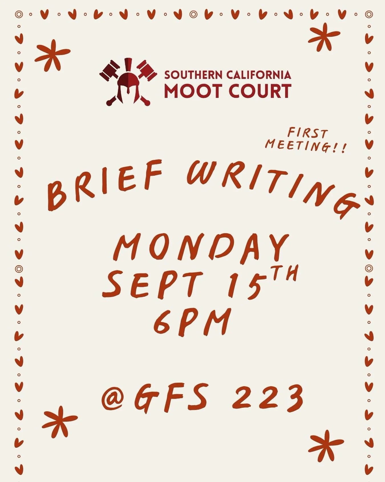 Did someone say brief writing starts tomorrow?? 🤩🕺🏼

SCMC is holding their first brief writing meeting of the year at 6PM tomorrow, September 15th, in GFS 223!! 

This is a great opportunity to learn more about our amazing brief writing program an