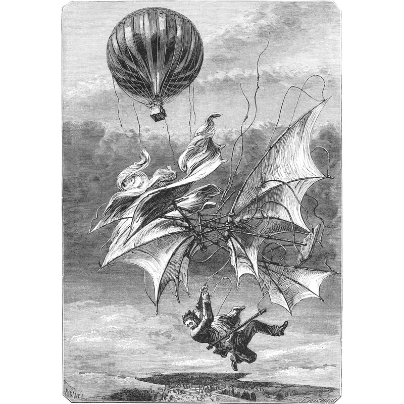 The Fall of Vincent de Groof. Illustration from the book Les Merveilles de la Science, published in 1887.