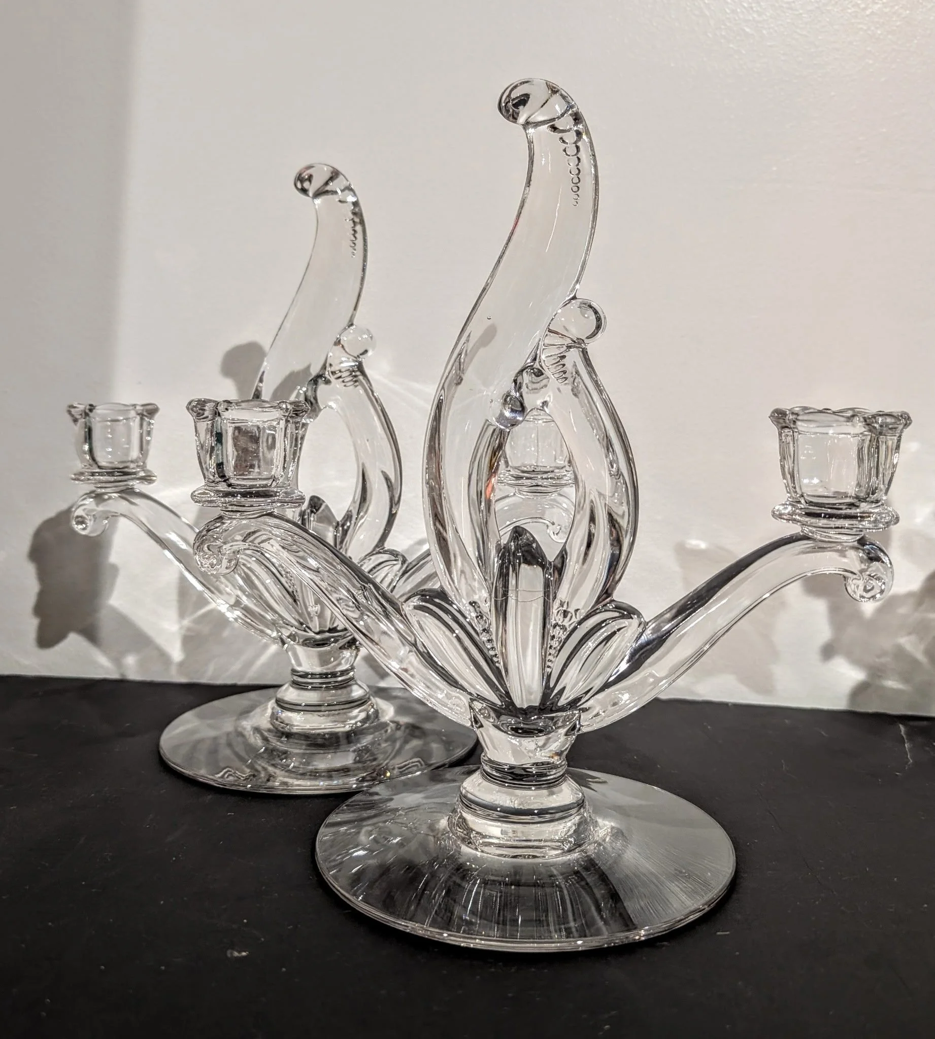 Heisey 'Flame' Candle Holder (Pair)