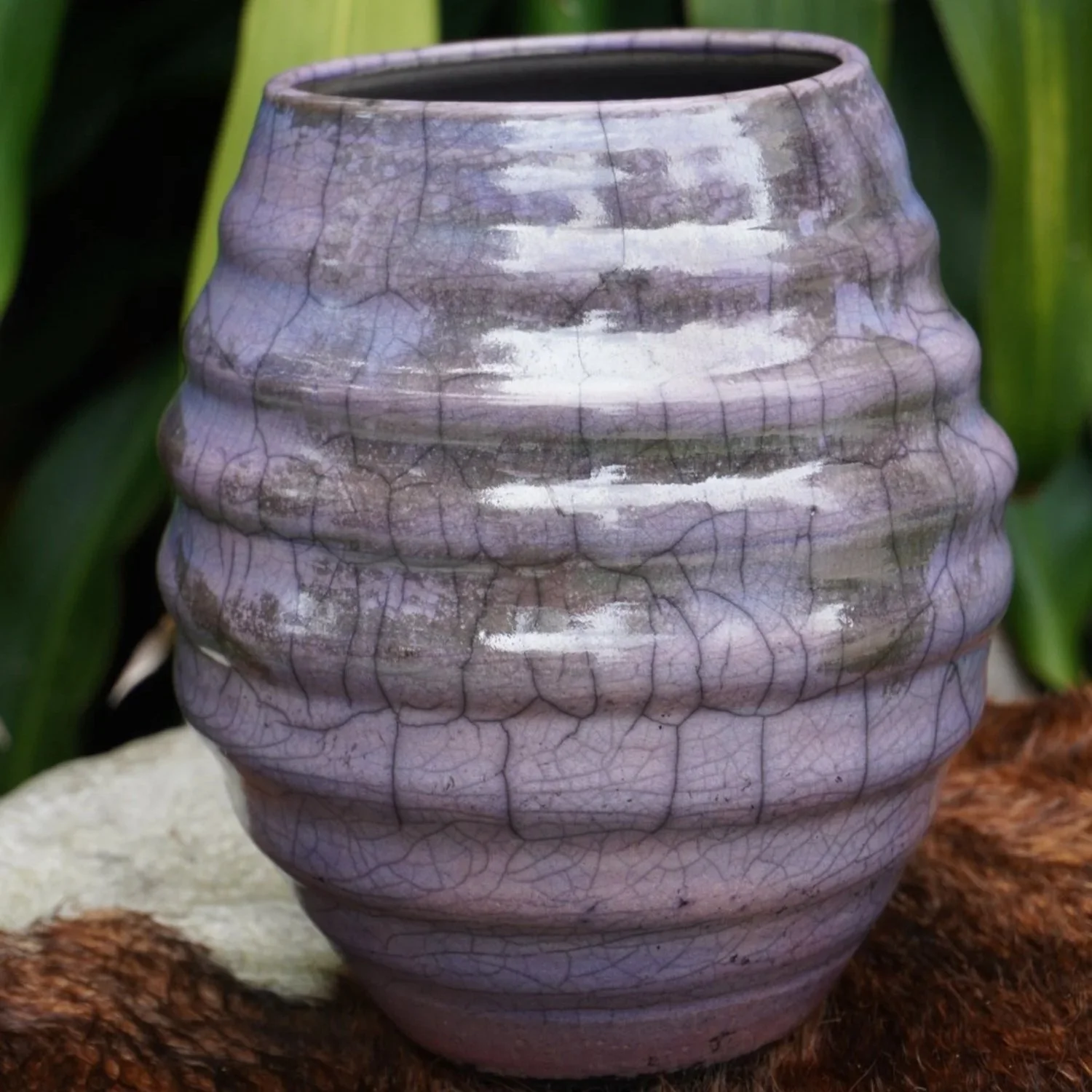 AUSTIN SNEDDEN (Martin): 'Becky O. #2' Raku Fired Pot (7" x 8.5")