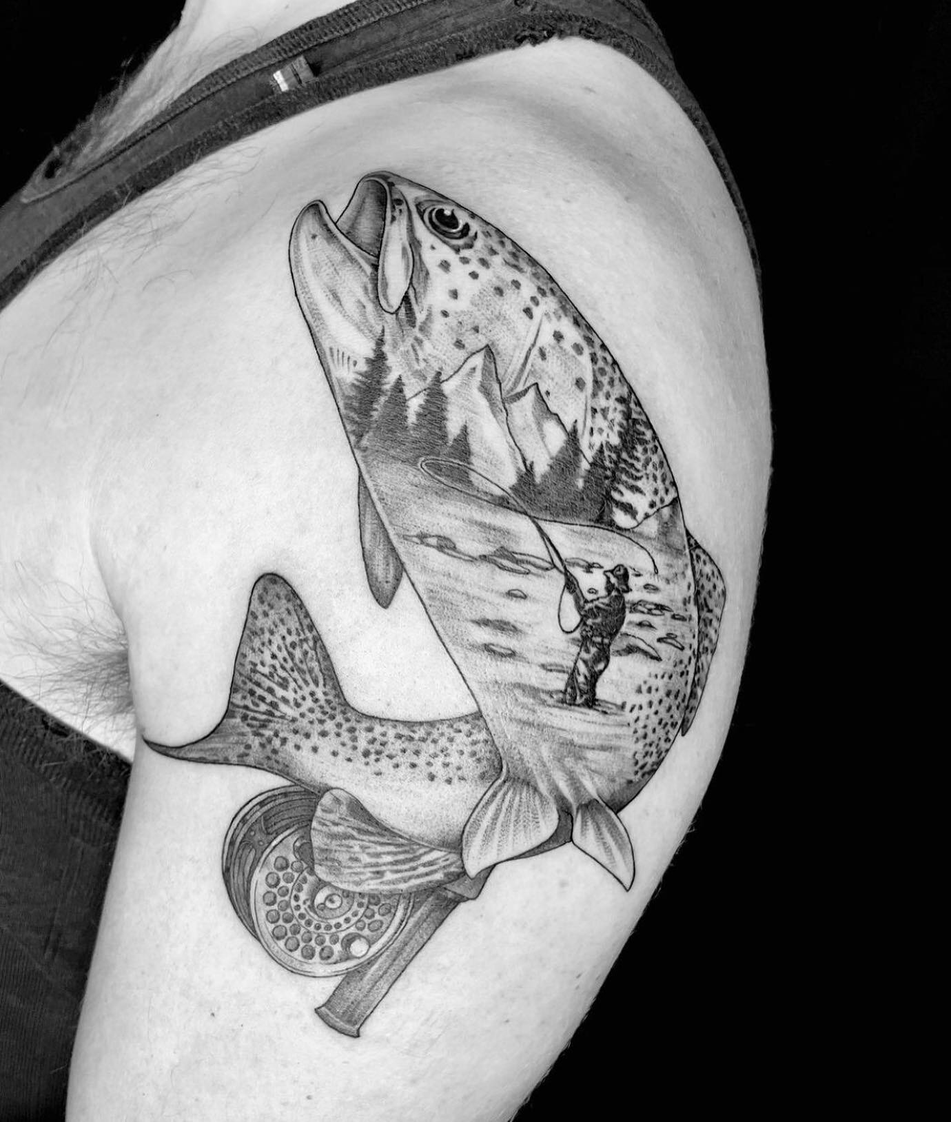 Trout tattoo  Trout tattoo Fishing lure tattoo Salmon tattoo